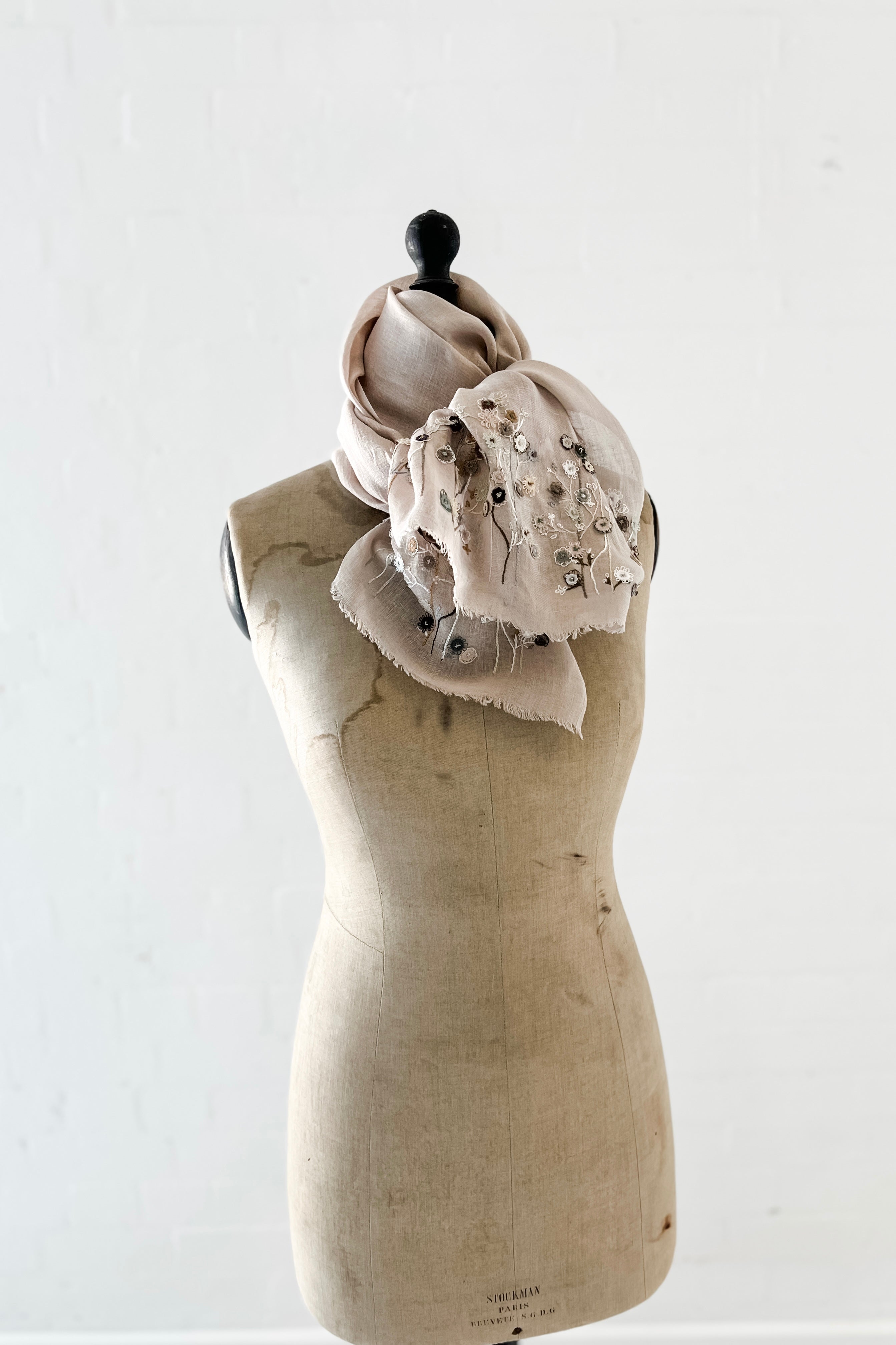 Sophie Digard | Embroidered Linen Stole | Field Flowers