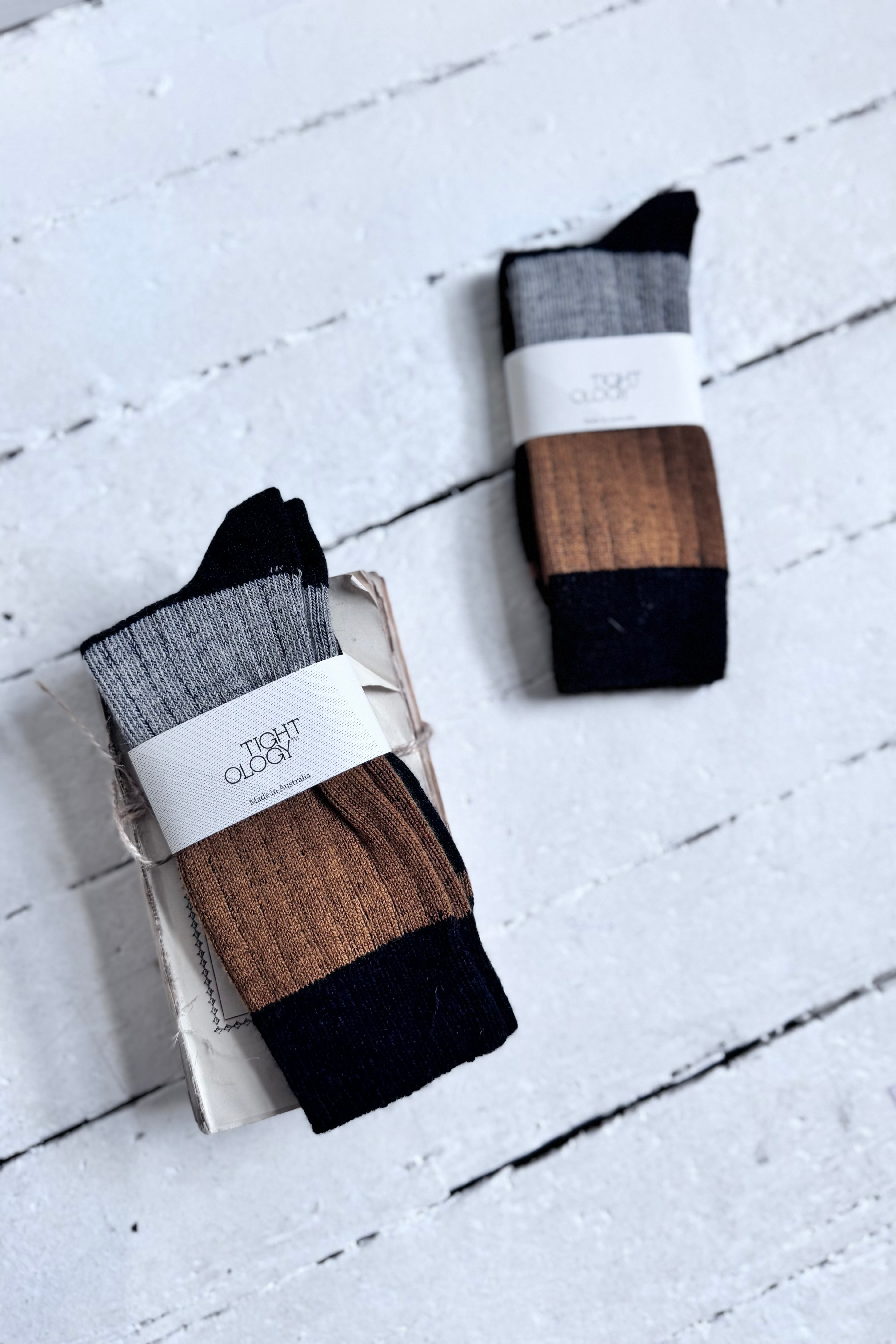 Tightology | Chunky Rib Merino Socks | Charcoal