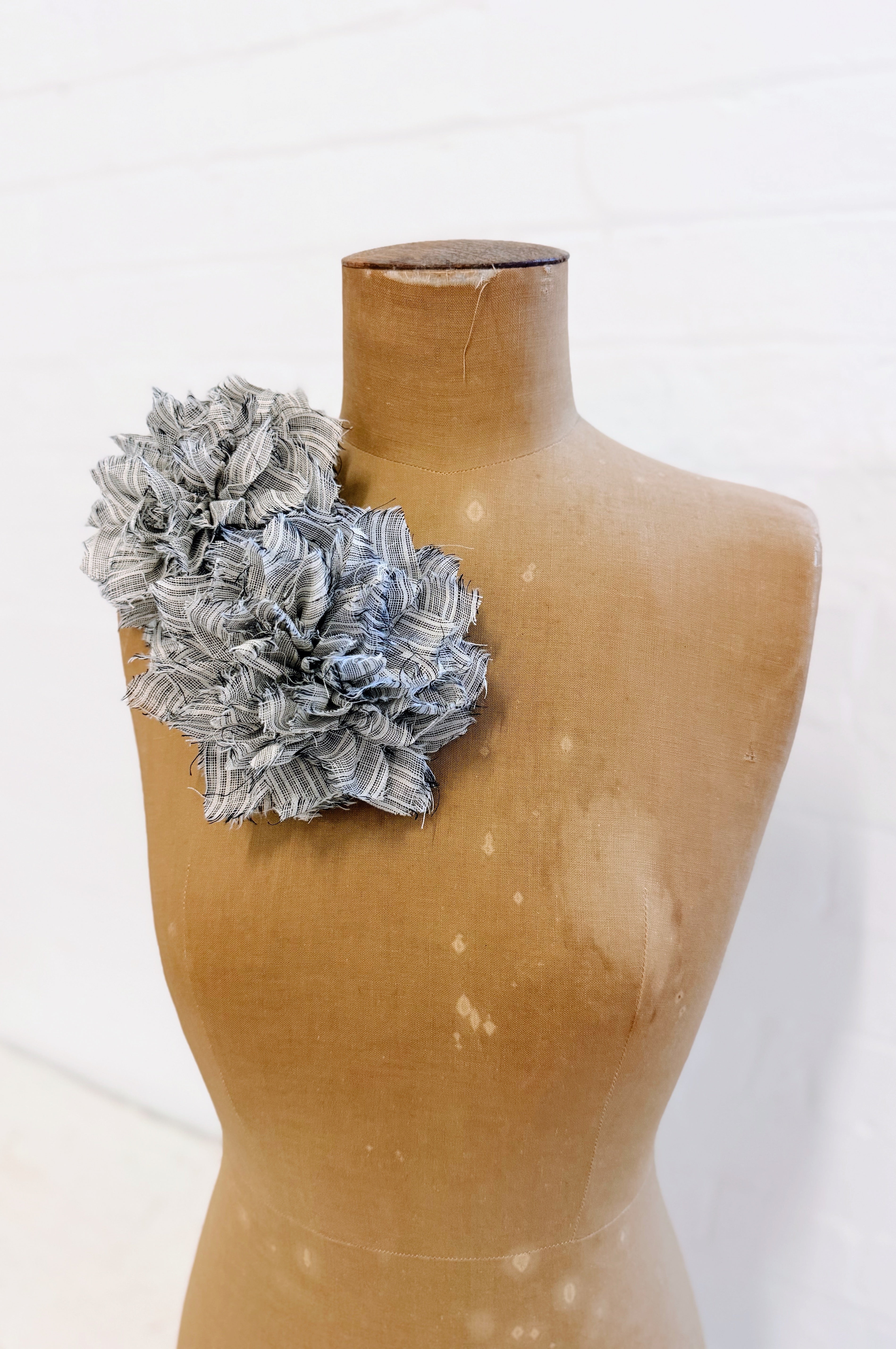 Fabric Flower Brooch | Stippling Stripe