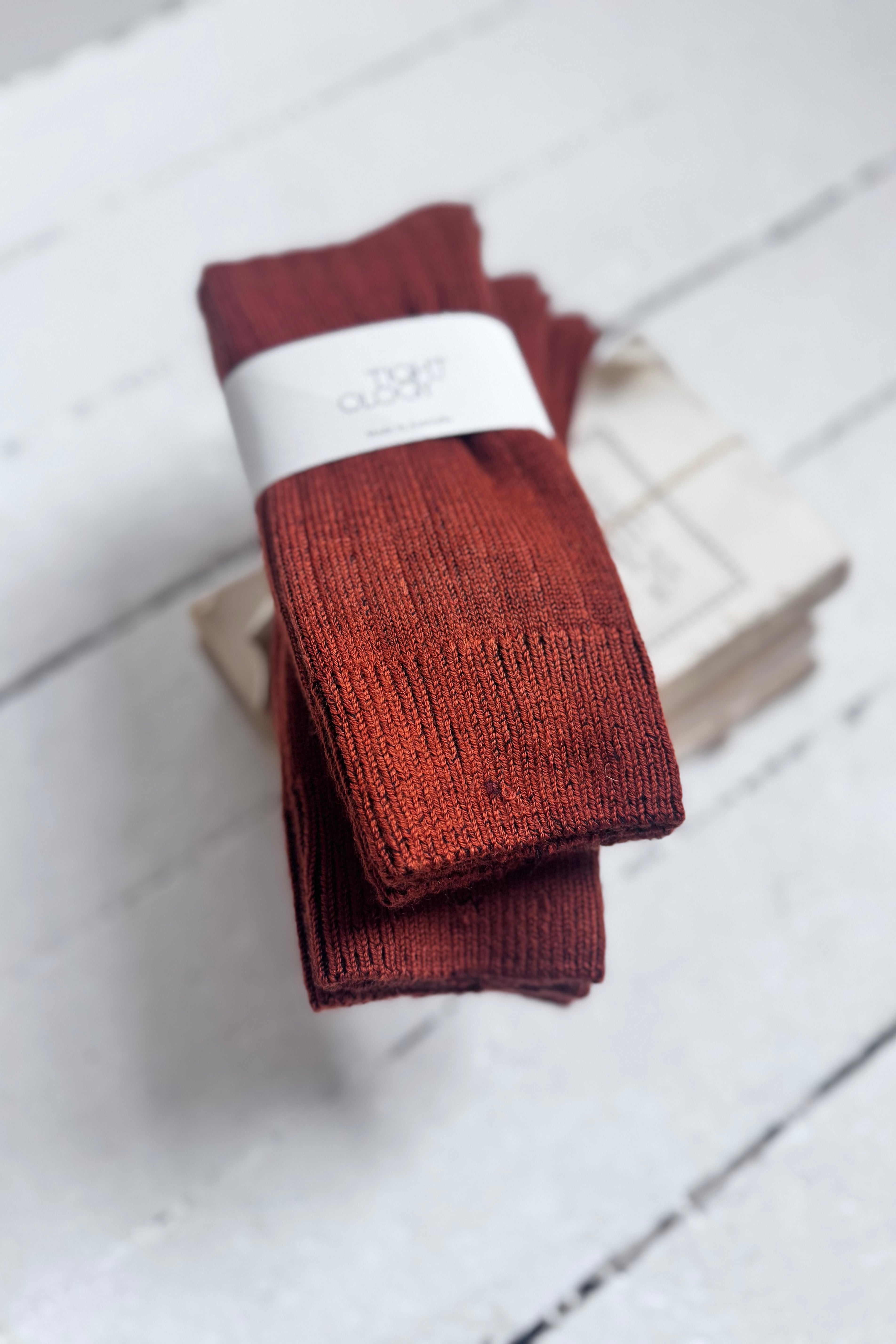Tightology | Short Rib Merino Socks | Paprika