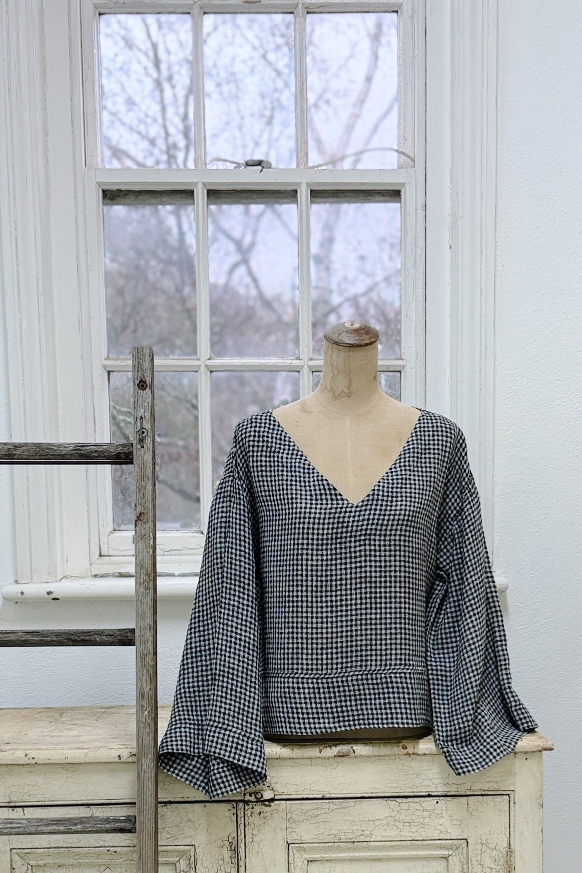 GW | Constance Top | Black Check Gauze | S