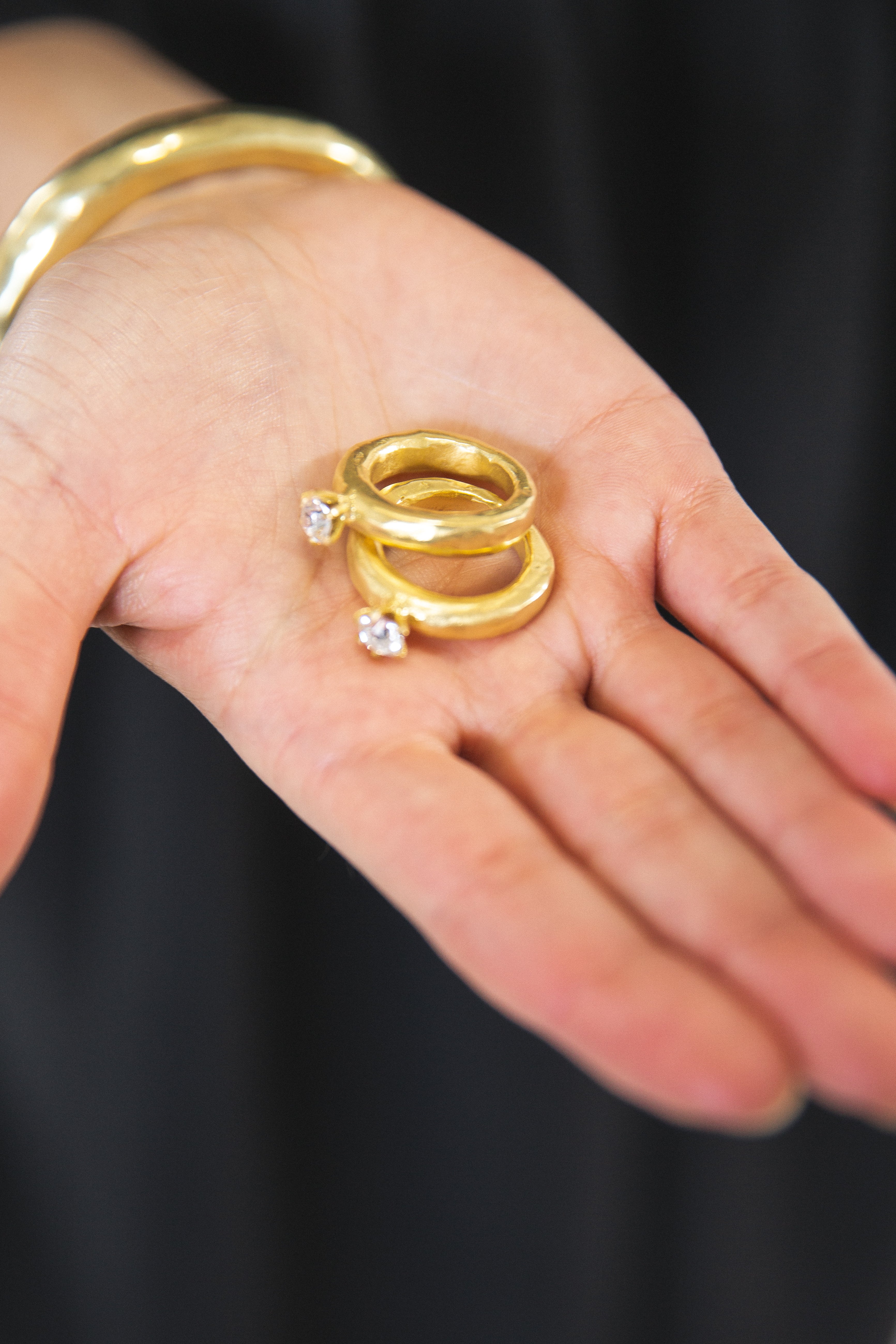 Ewa Jewelry | Signet Ring with Swarovski Crystal | Gold