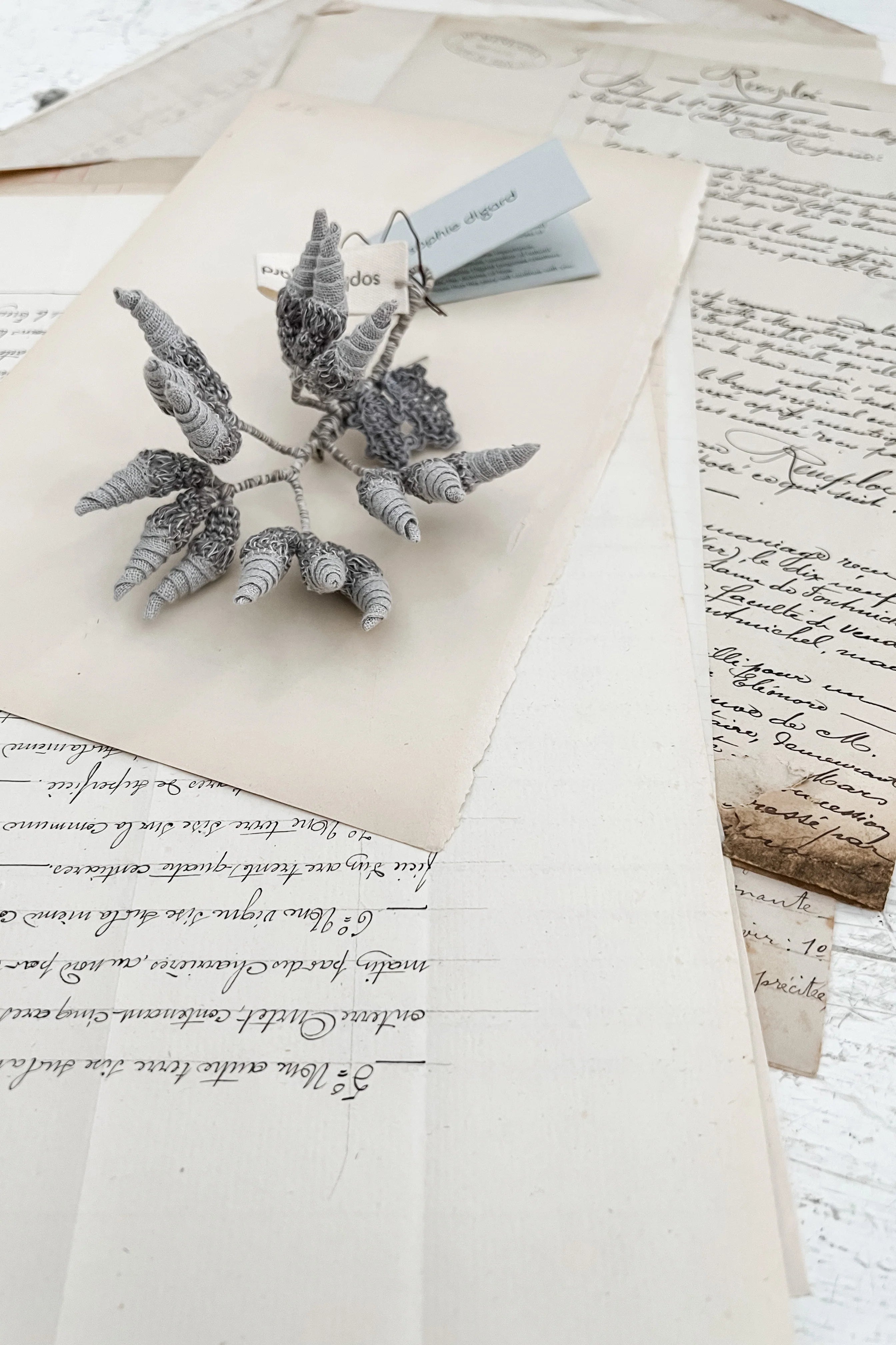 Sophie Digard | Flower Bud Brooch | Grey