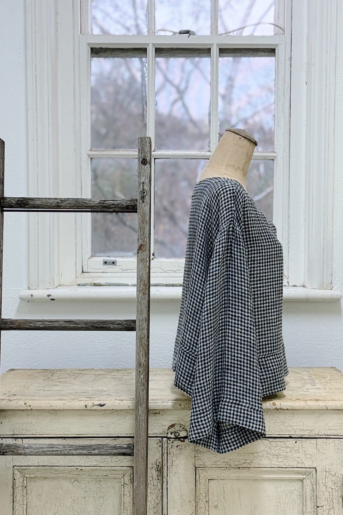 GW | Constance Top | Black Check Gauze | S