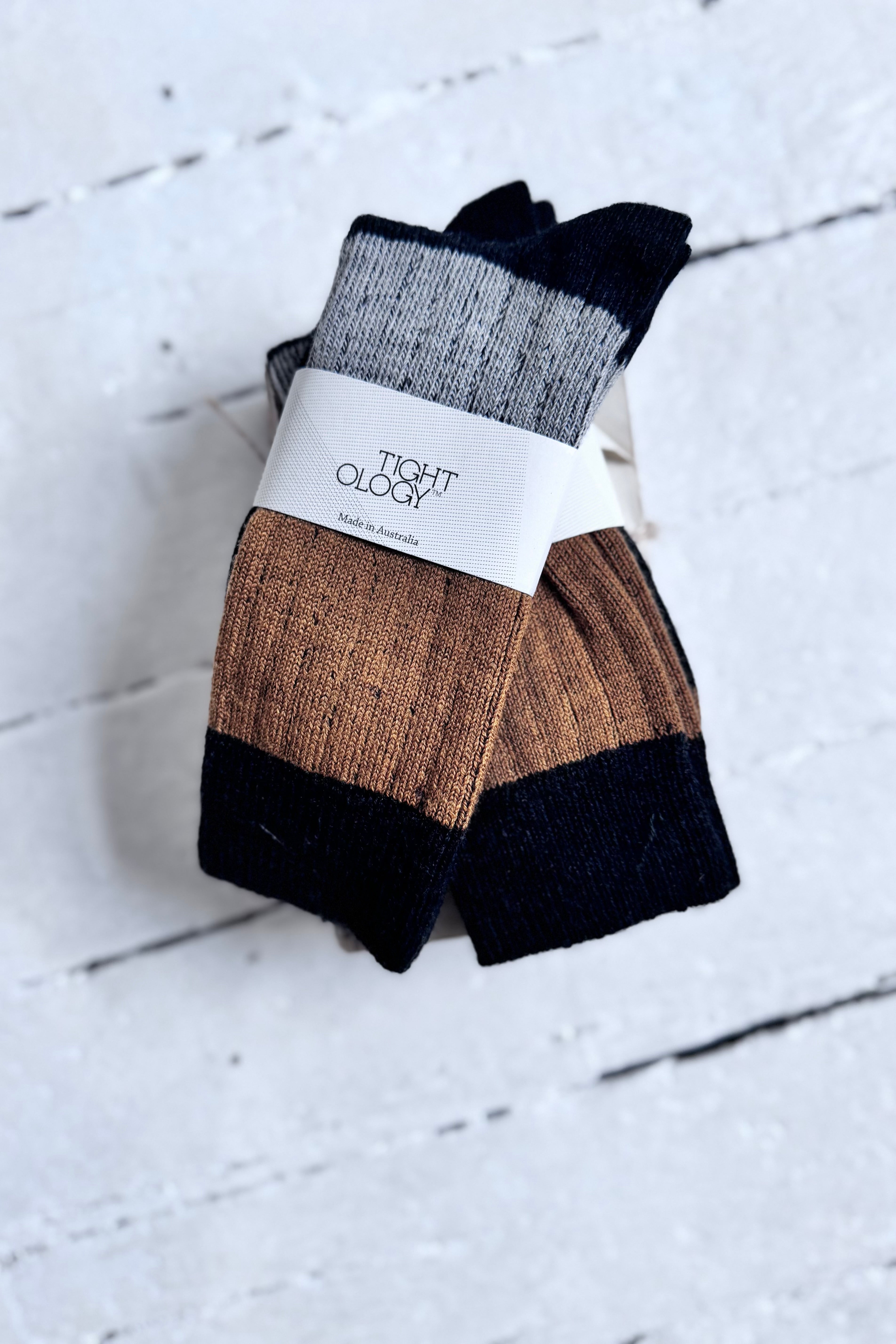 Tightology | Chunky Rib Merino Socks | Charcoal