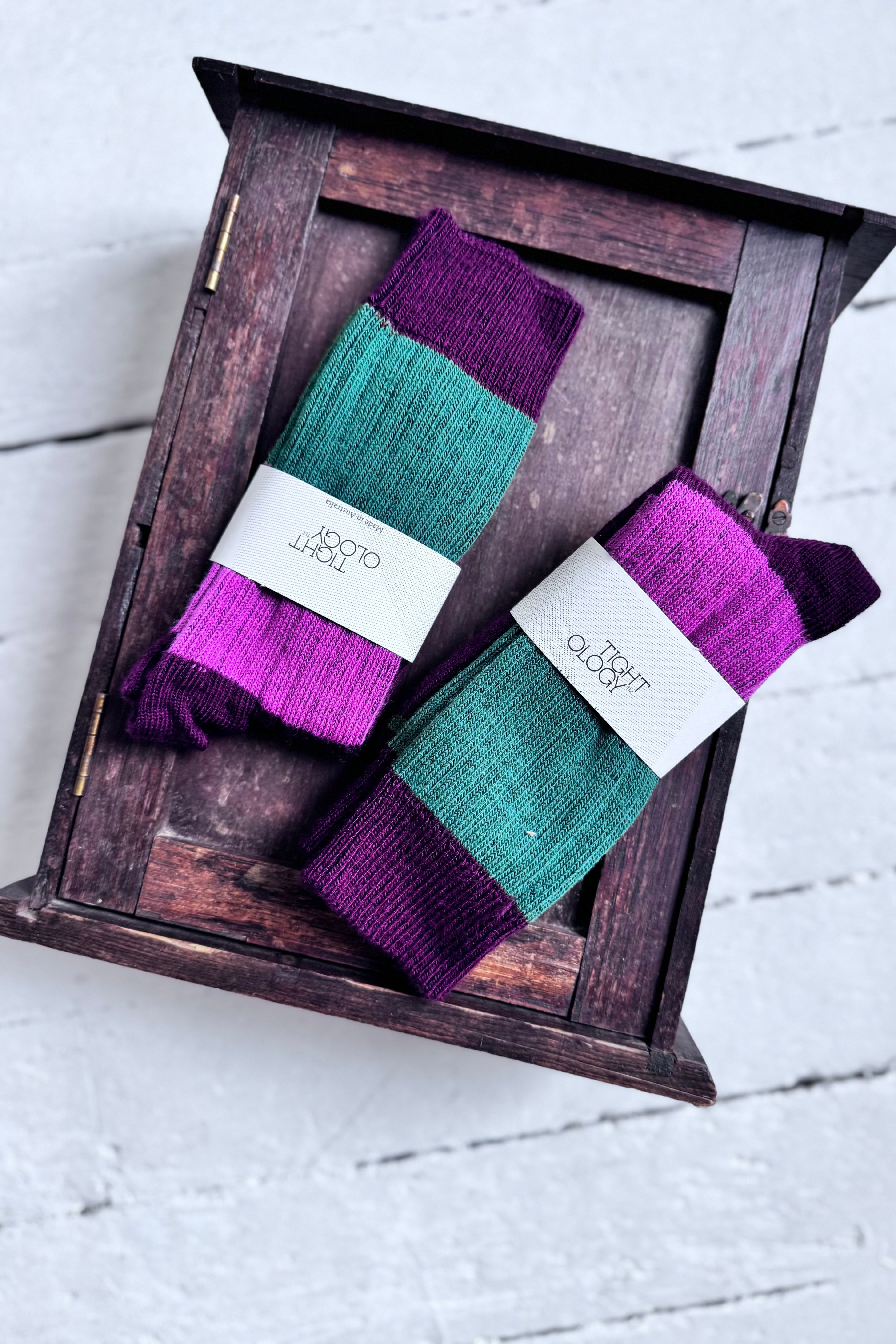 Tightology | Chunky Rib Merino Socks | Burgundy