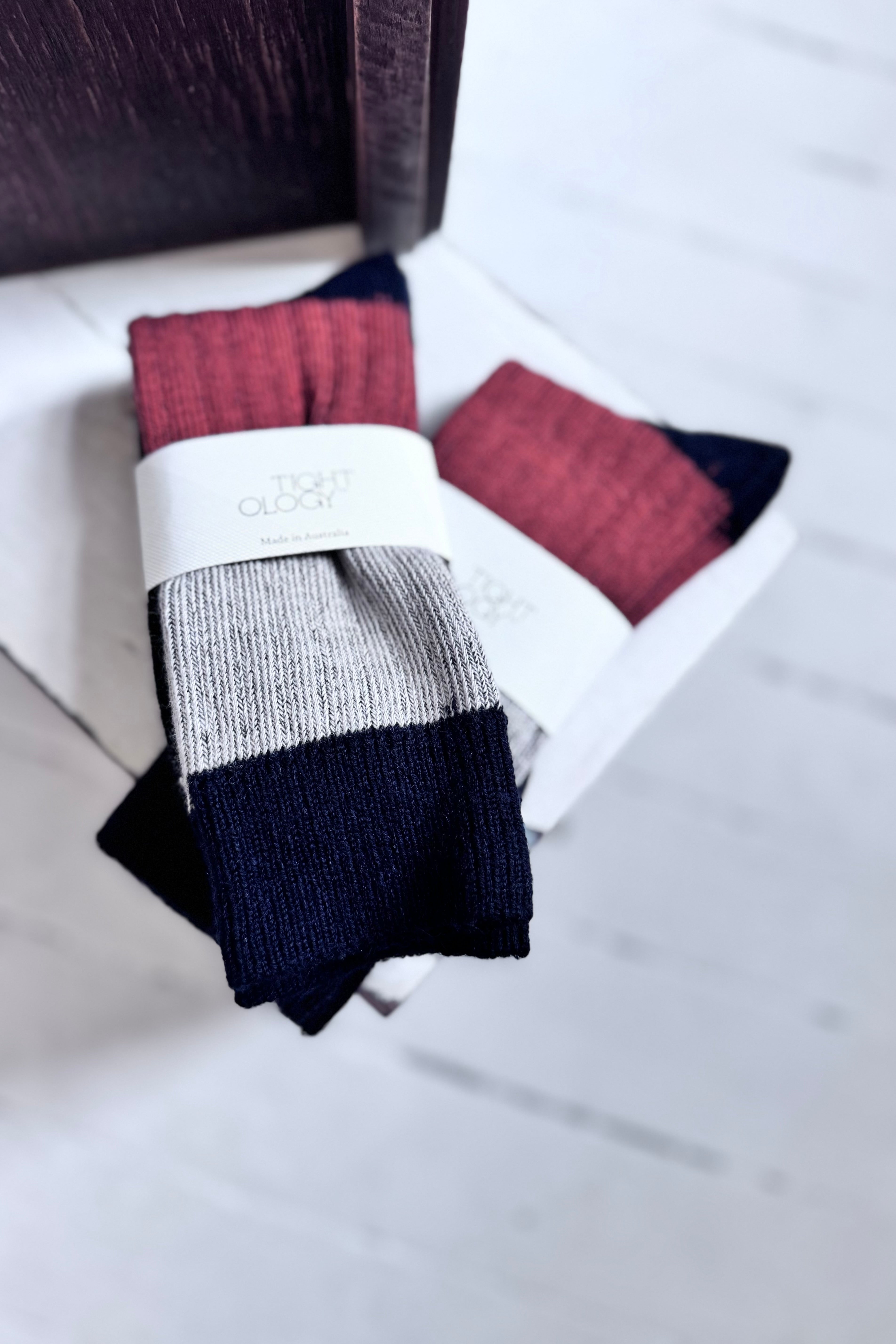 Tightology | Chunky Rib Merino Socks | Midnight