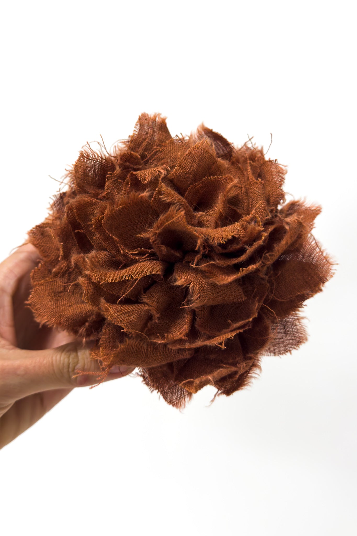 GW | Fabric Flower Brooch | Rust Gauze