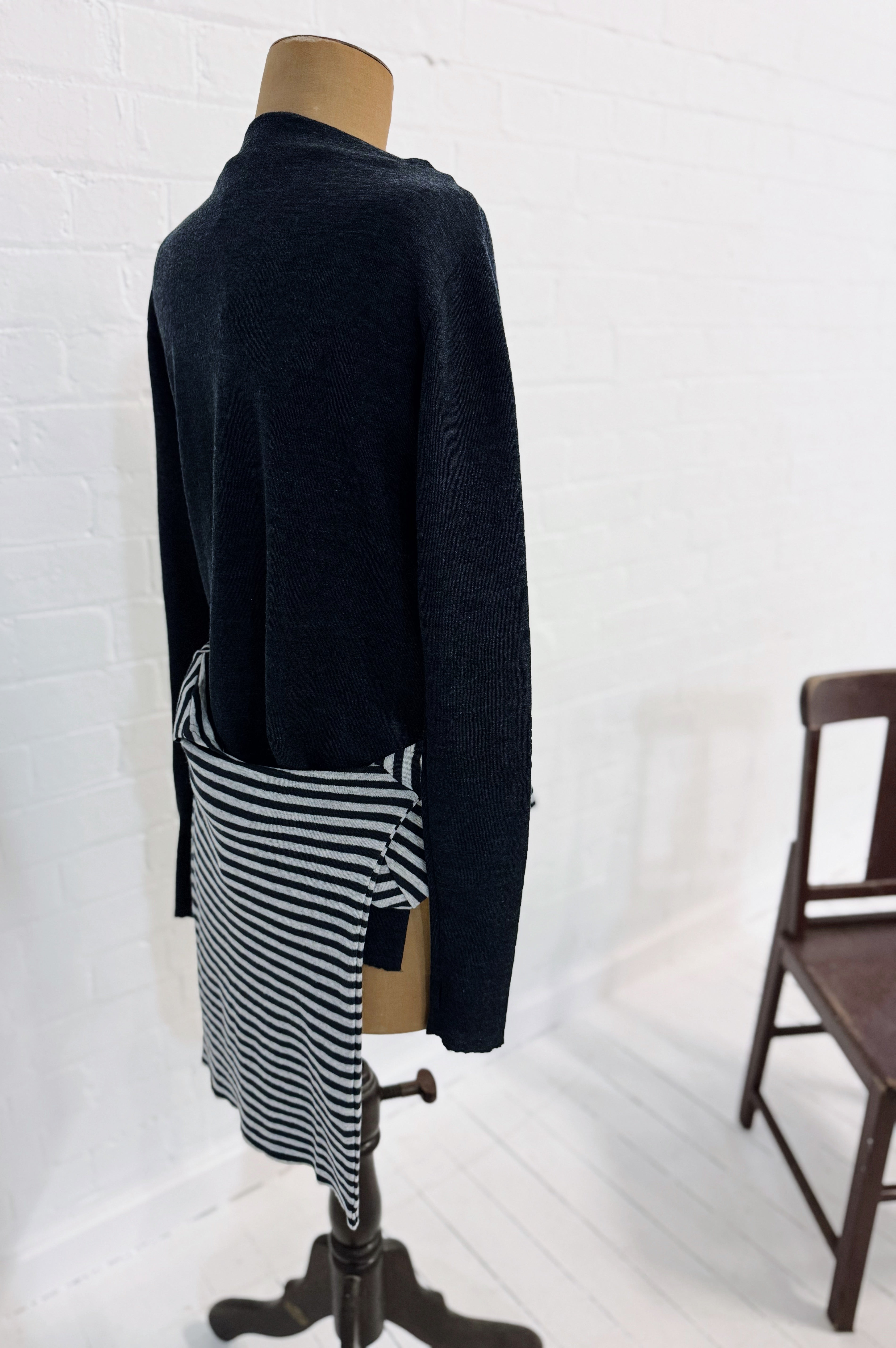 Merino With High Slits | Mid Blue Melange
