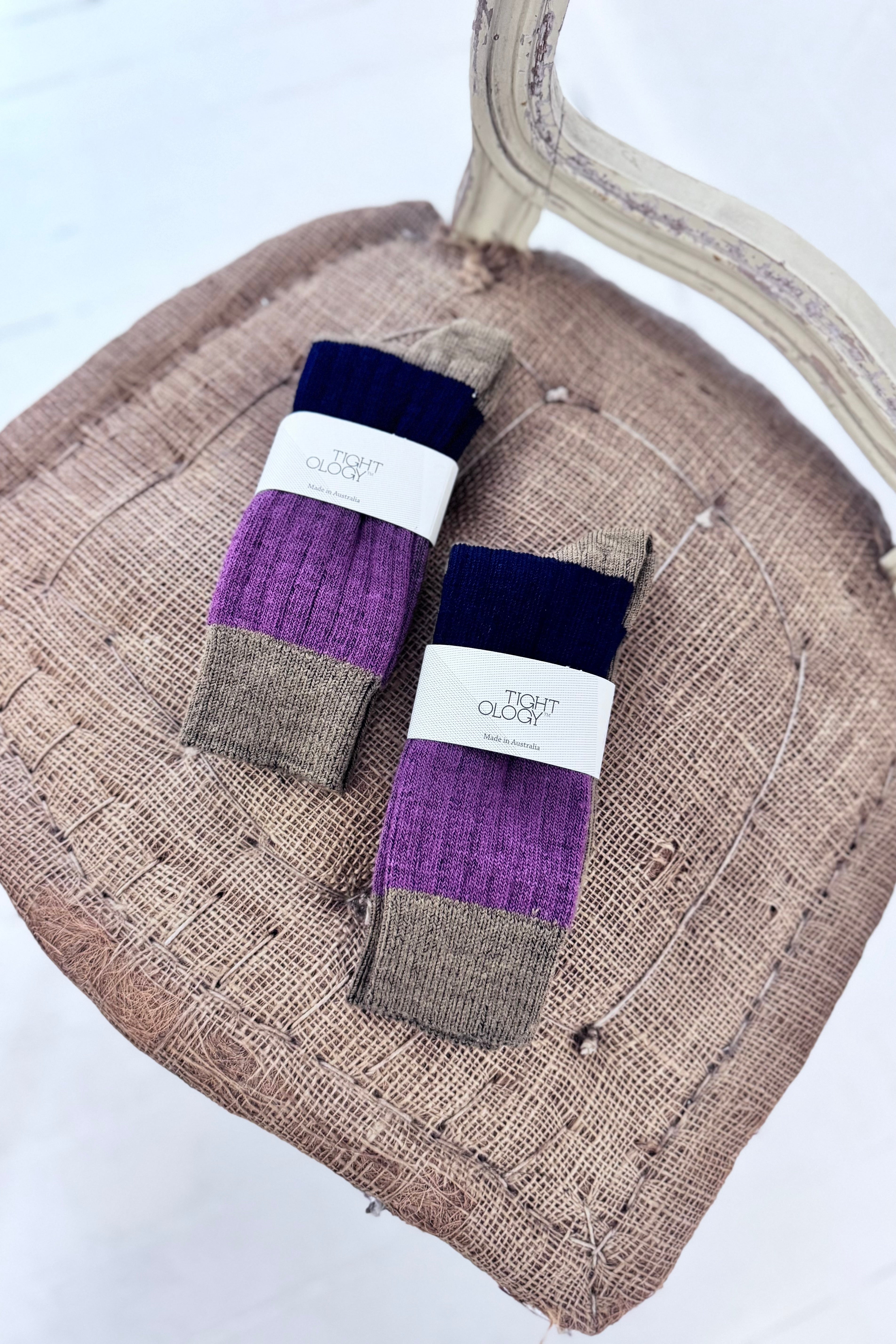 Tightology | Chunky Rib Merino Socks | Khaki
