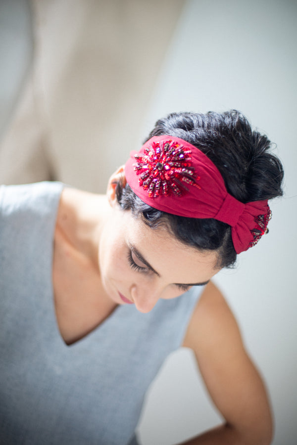 Hard Embroidered Headband | Rosie