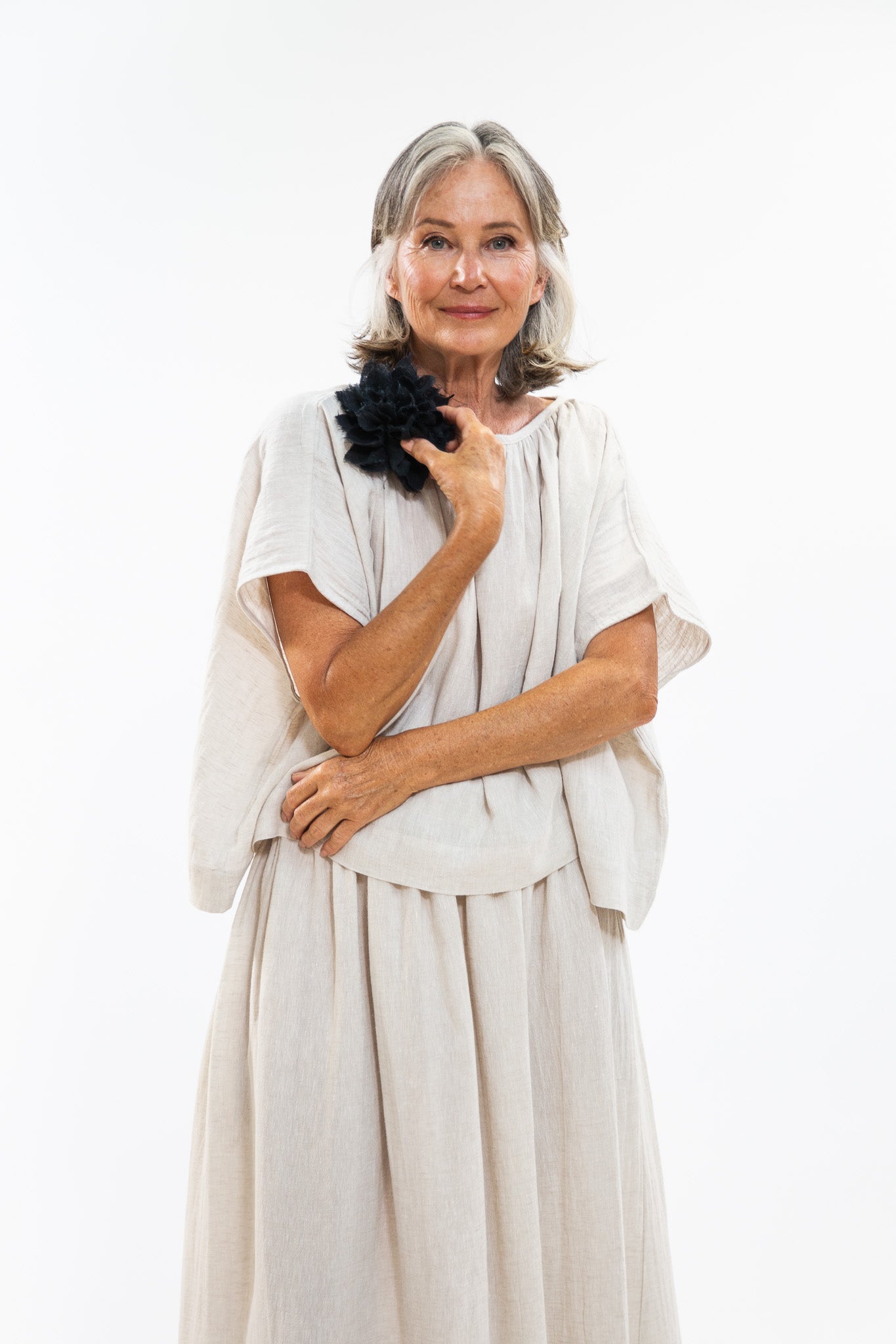 Fabric Flower Brooch | Black Crush