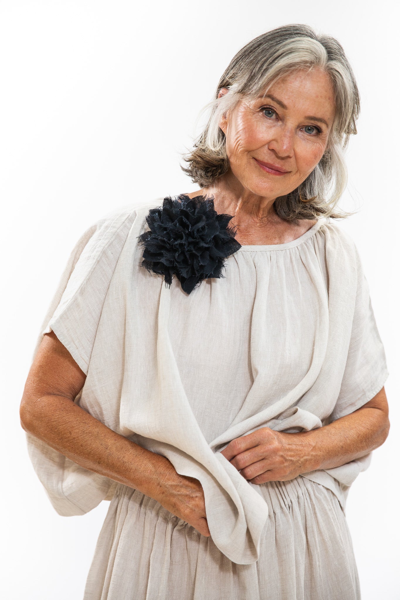 Fabric Flower Brooch | Black Crush