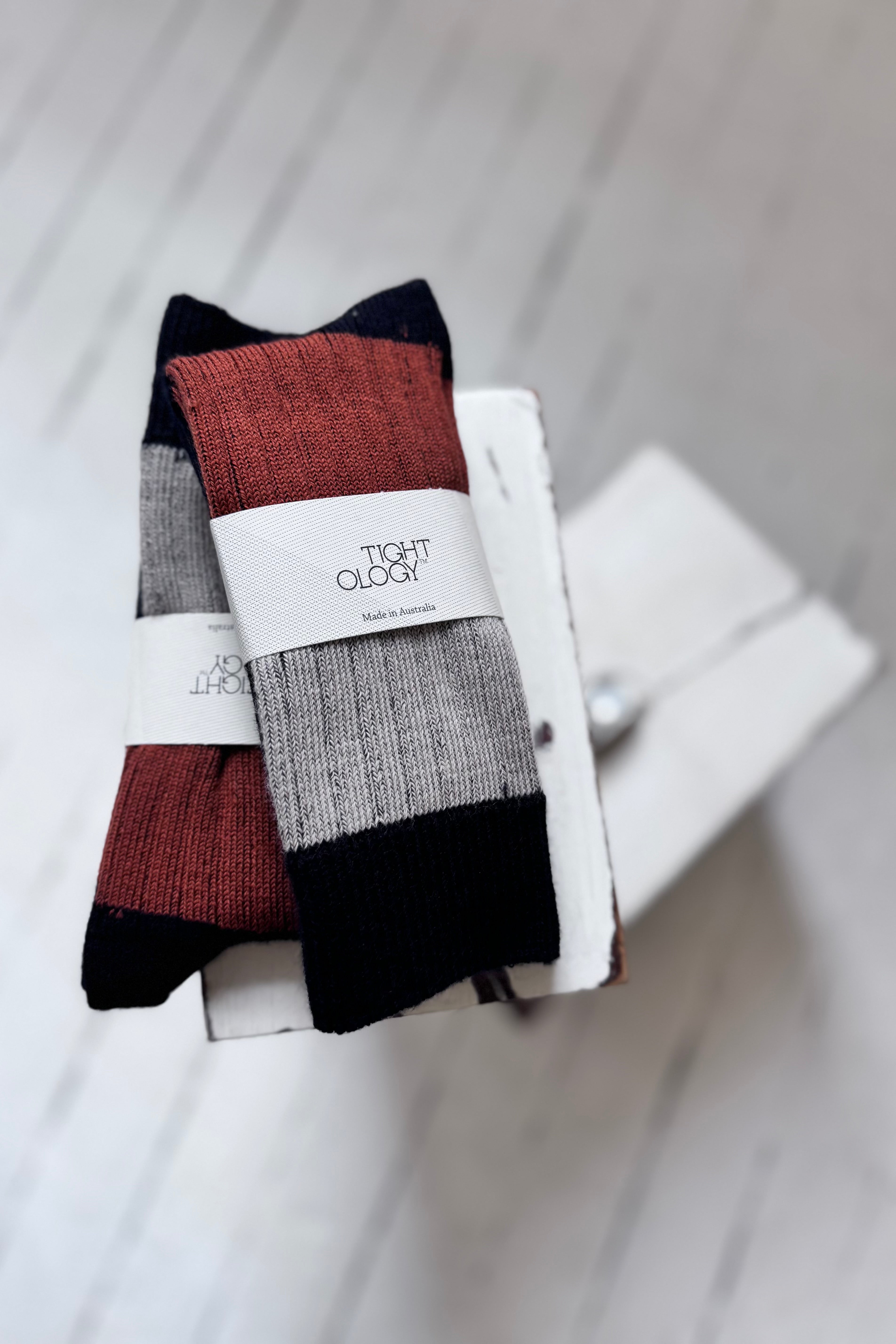 Tightology | Chunky Rib Merino Socks | Midnight