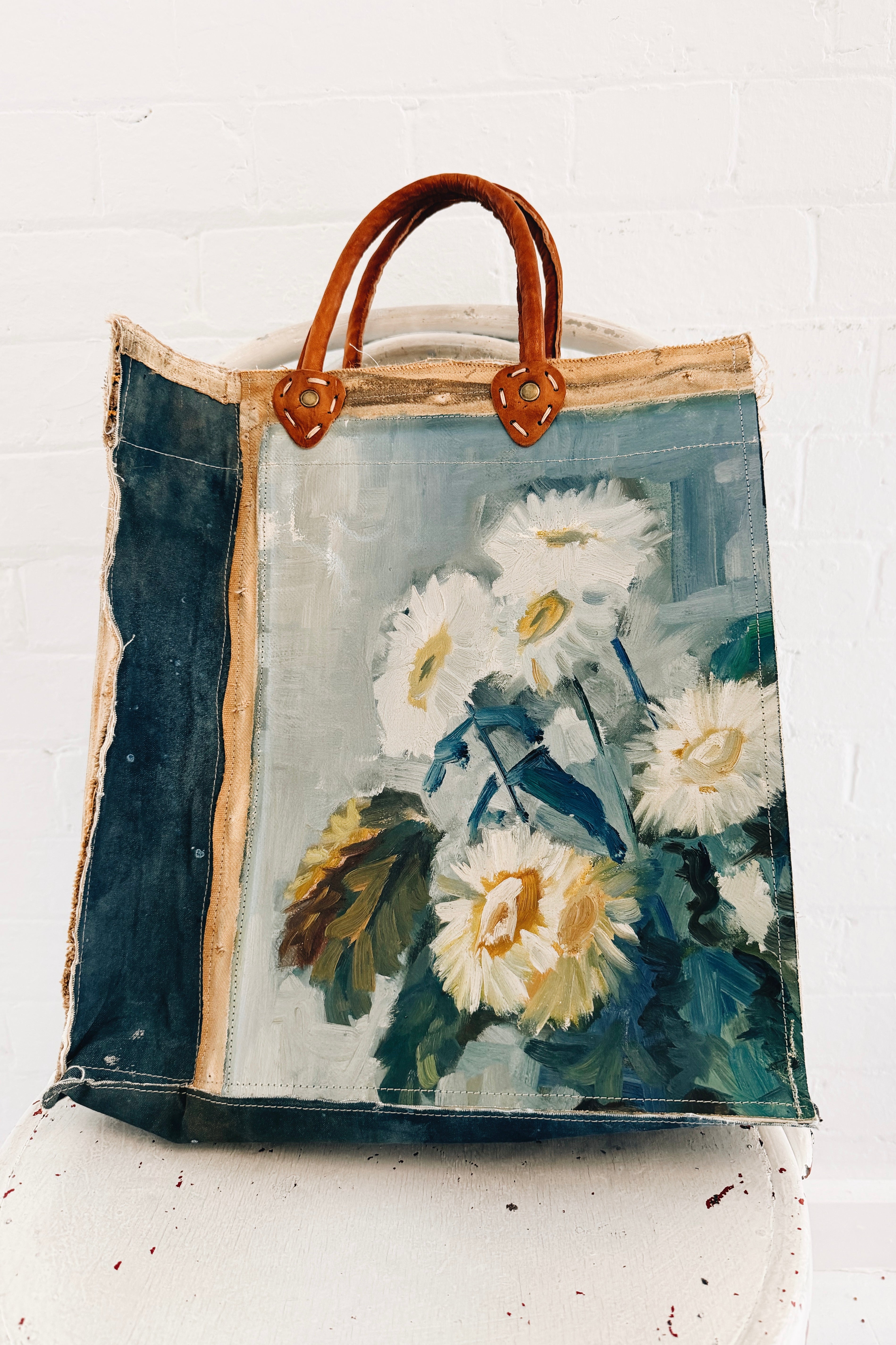 Swarm | Oil Painting Bag | White Chrysanthemum