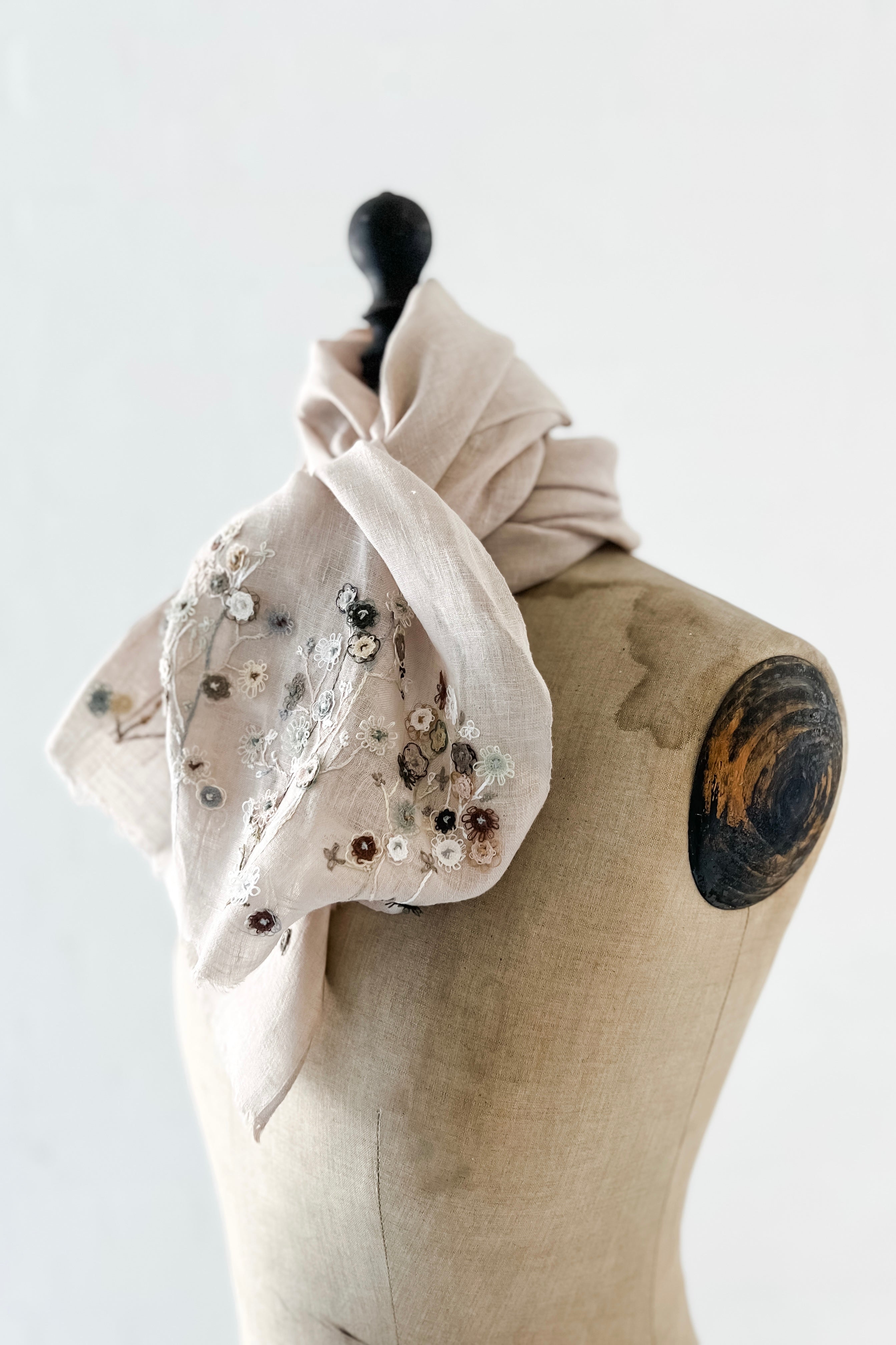 Sophie Digard | Embroidered Linen Stole | Field Flowers