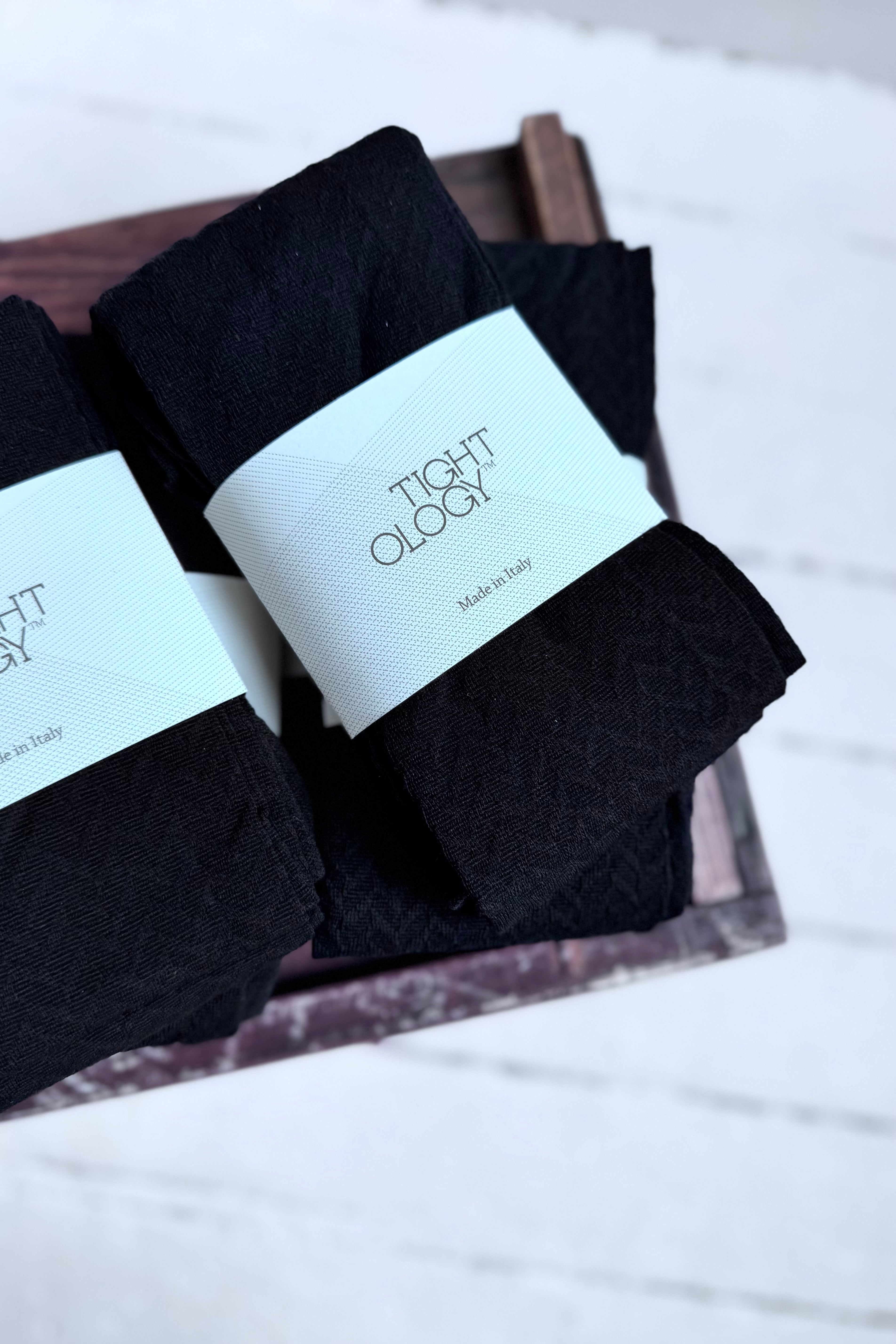 Tightology | Herringbone Merino Tights | Black