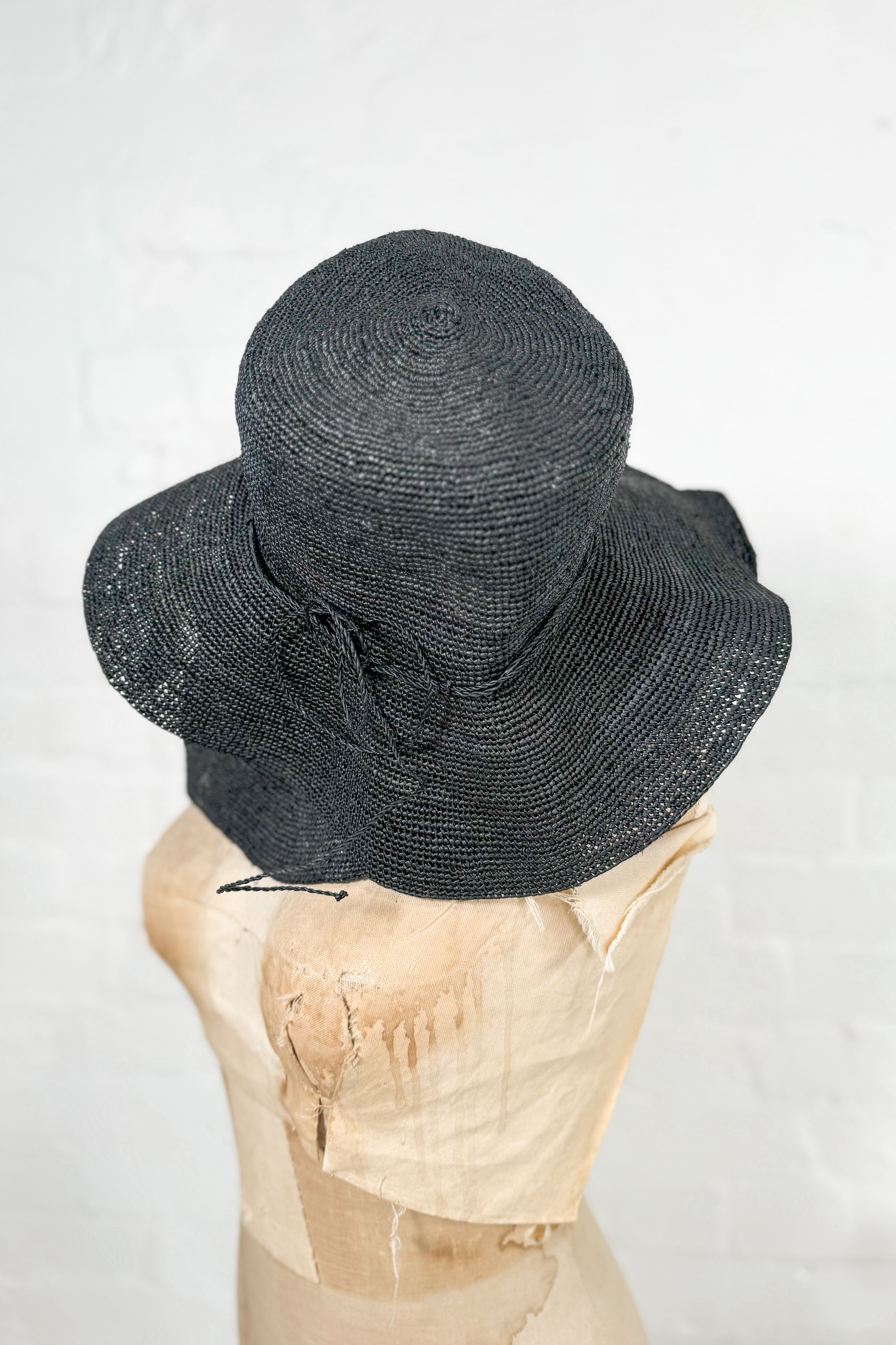 Sophie Digard | Fine Crochet Raffia Hat | Black