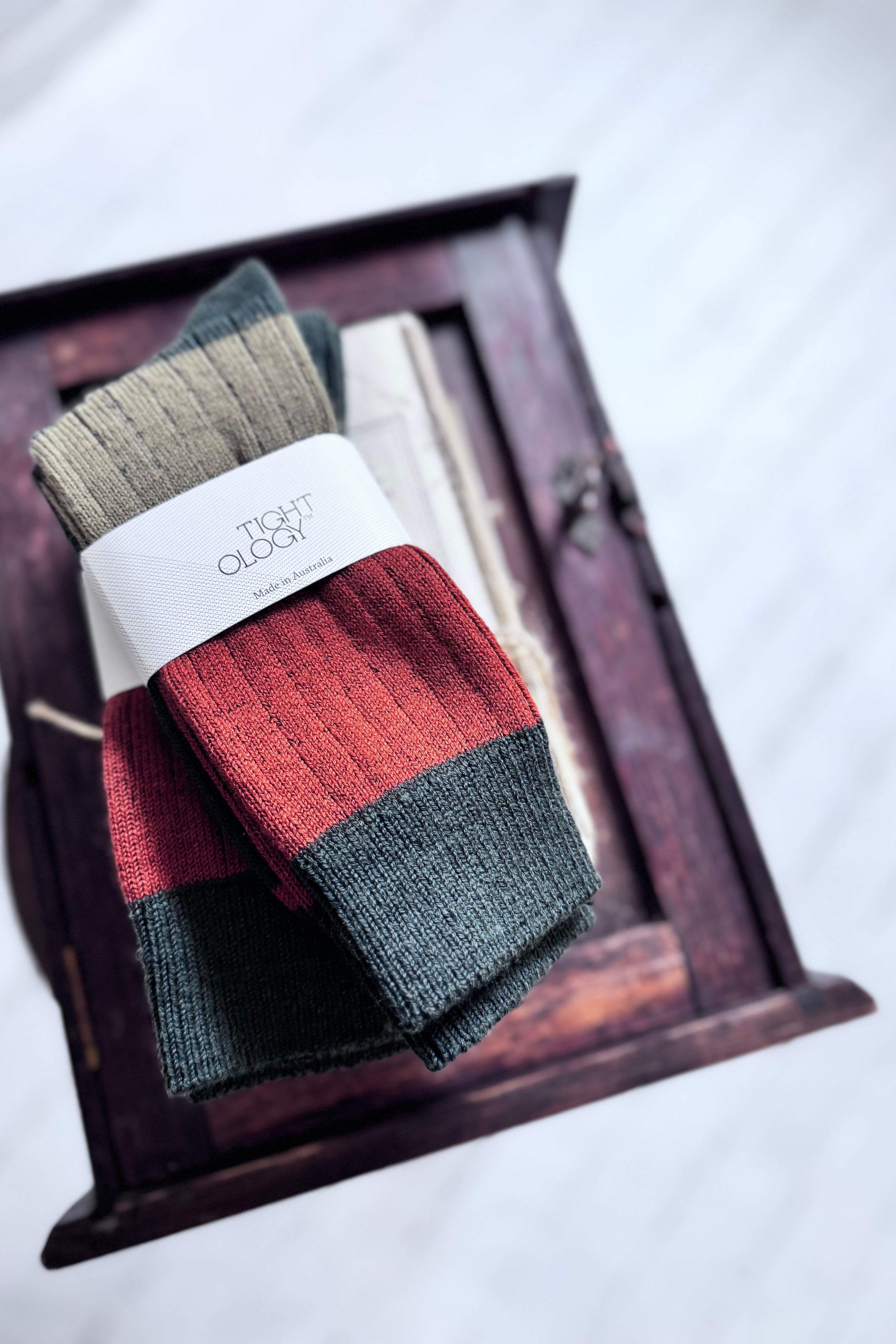 Tightology | Chunky Rib Merino Socks | Green