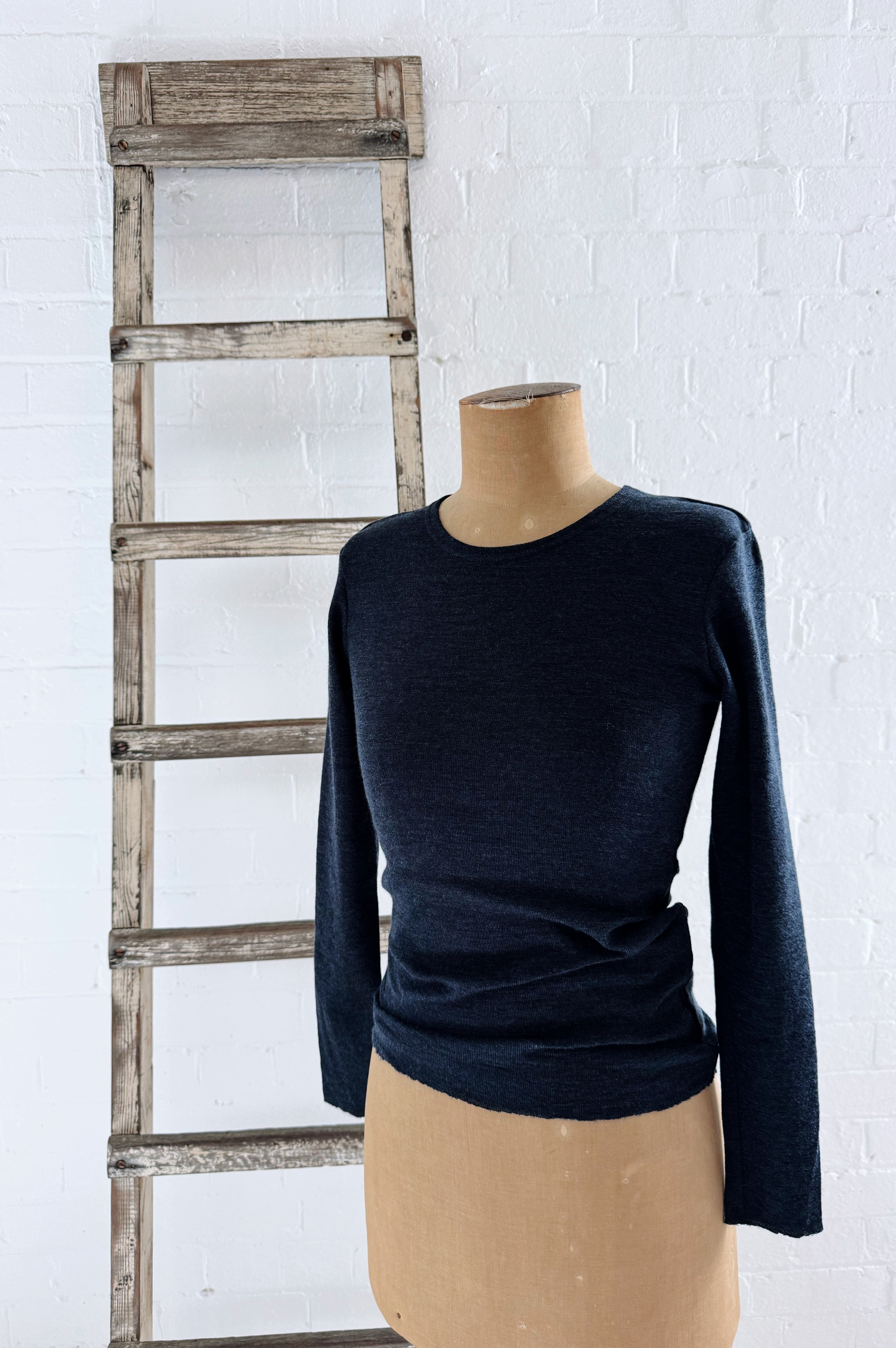 Merino Crew Neck | Mid Blue Melange