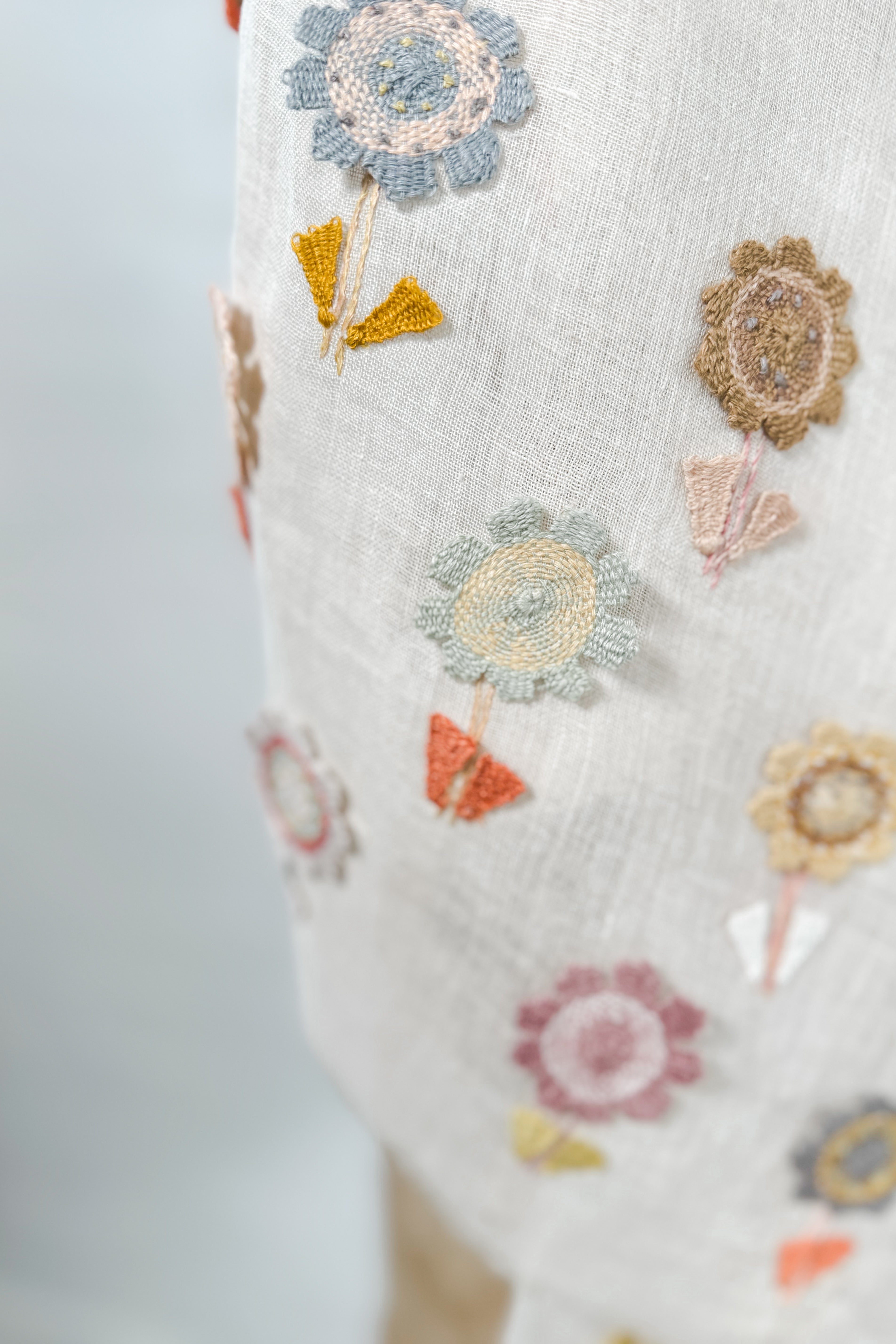 Sophie Digard | Delicate Floral Embroidered Linen Scarf | Alexis