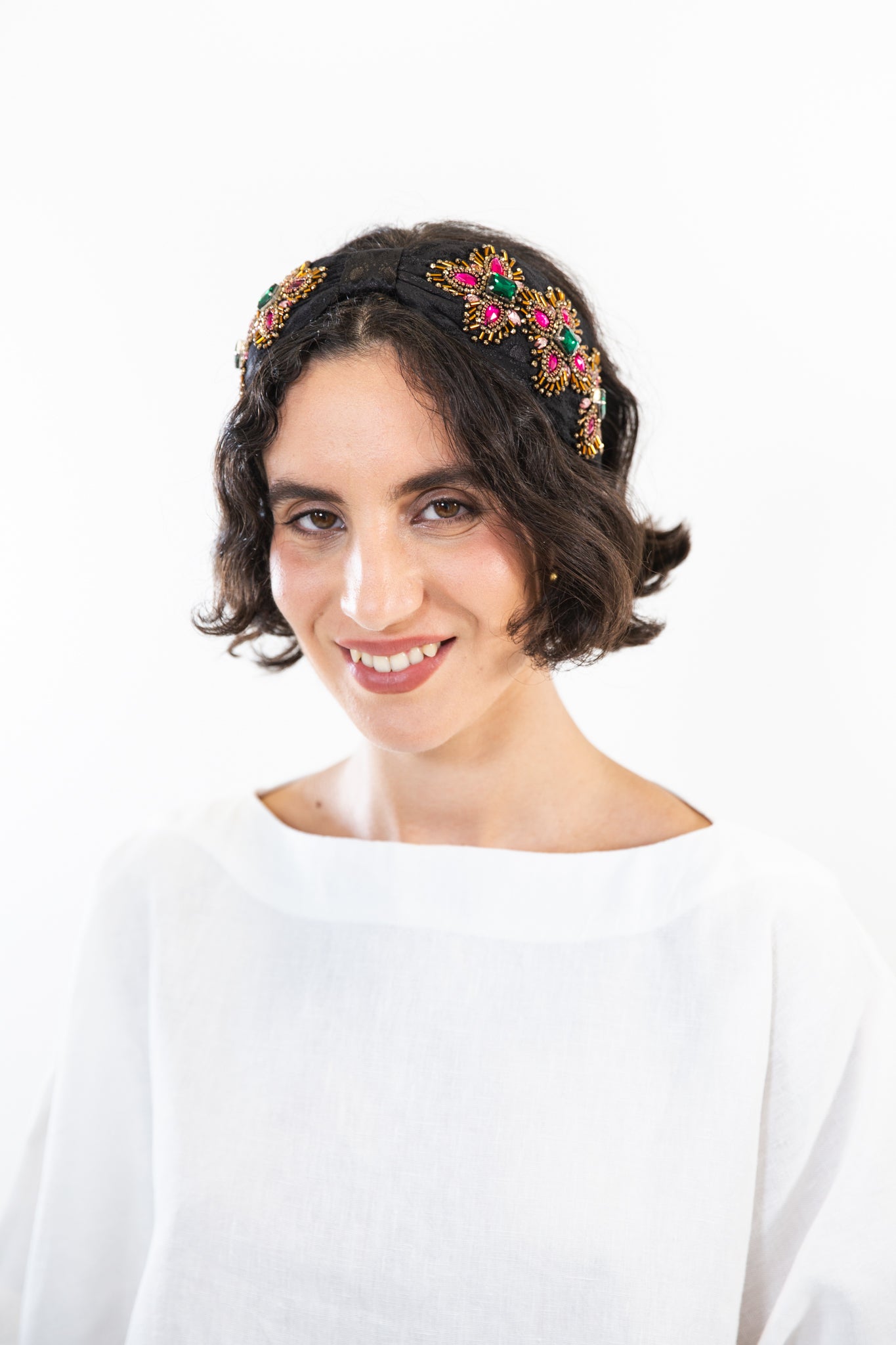 Hard Embroidered Headband | Bronte