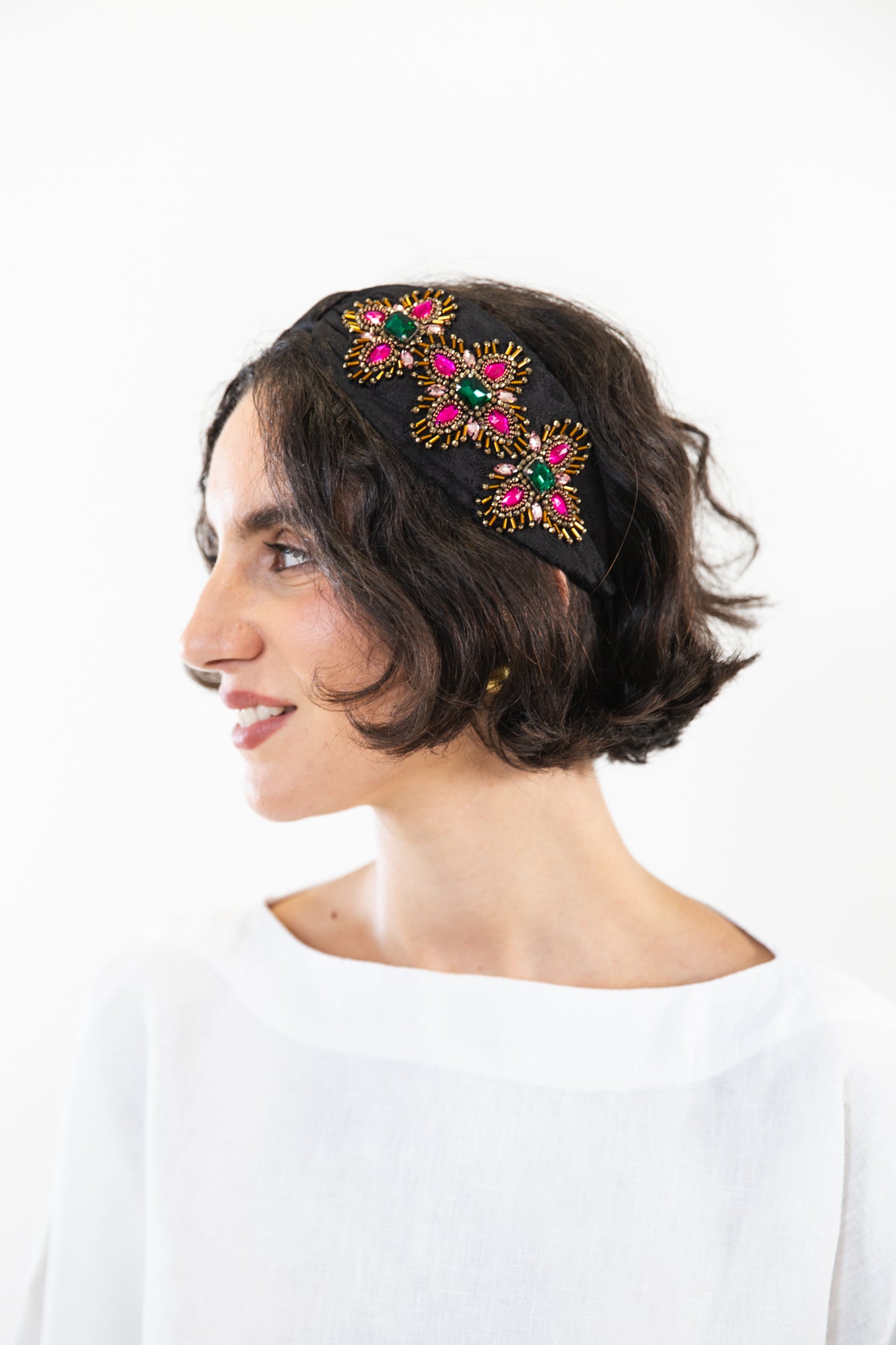 Hard Embroidered Headband | Bronte