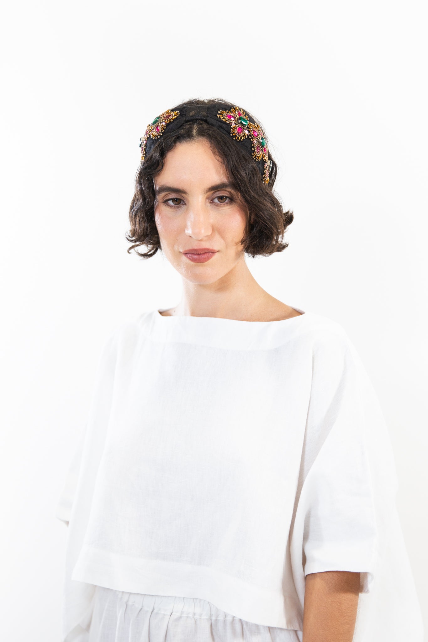 Hard Embroidered Headband | Bronte