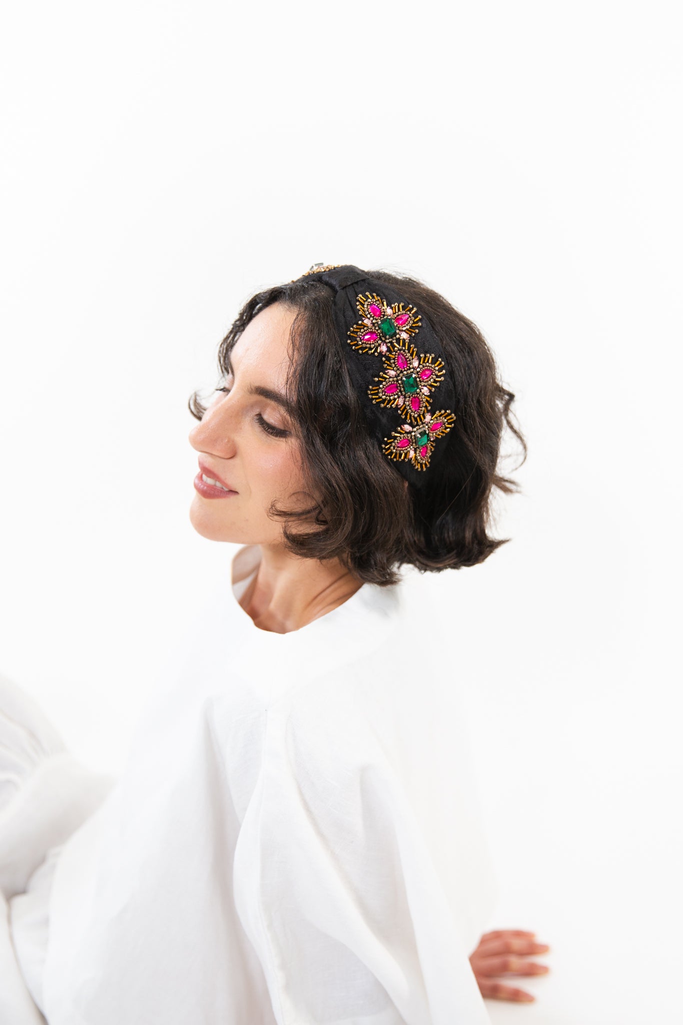 Hard Embroidered Headband | Bronte