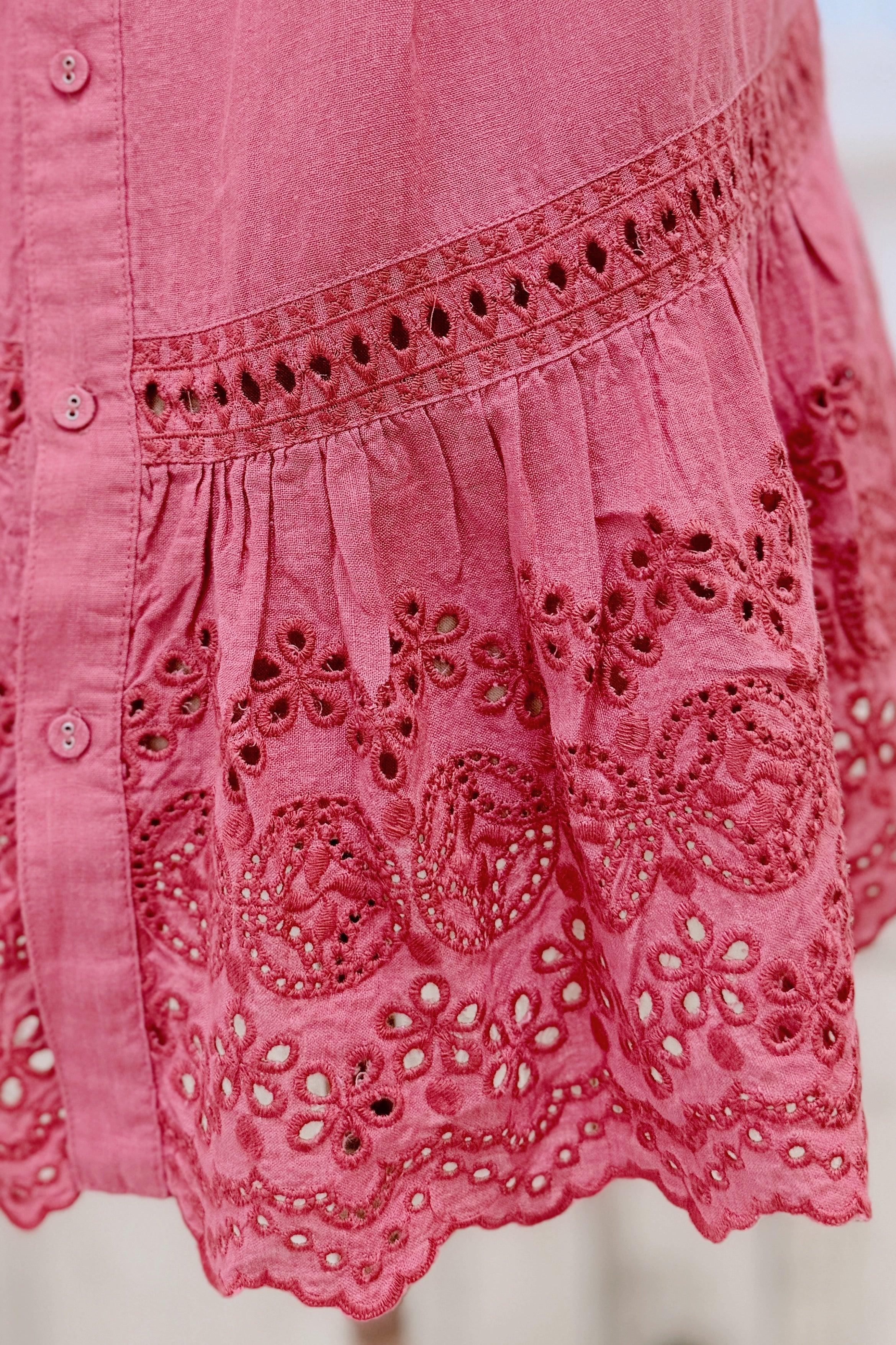 GW | Mao Trapeze Top | Pink Broderie | S
