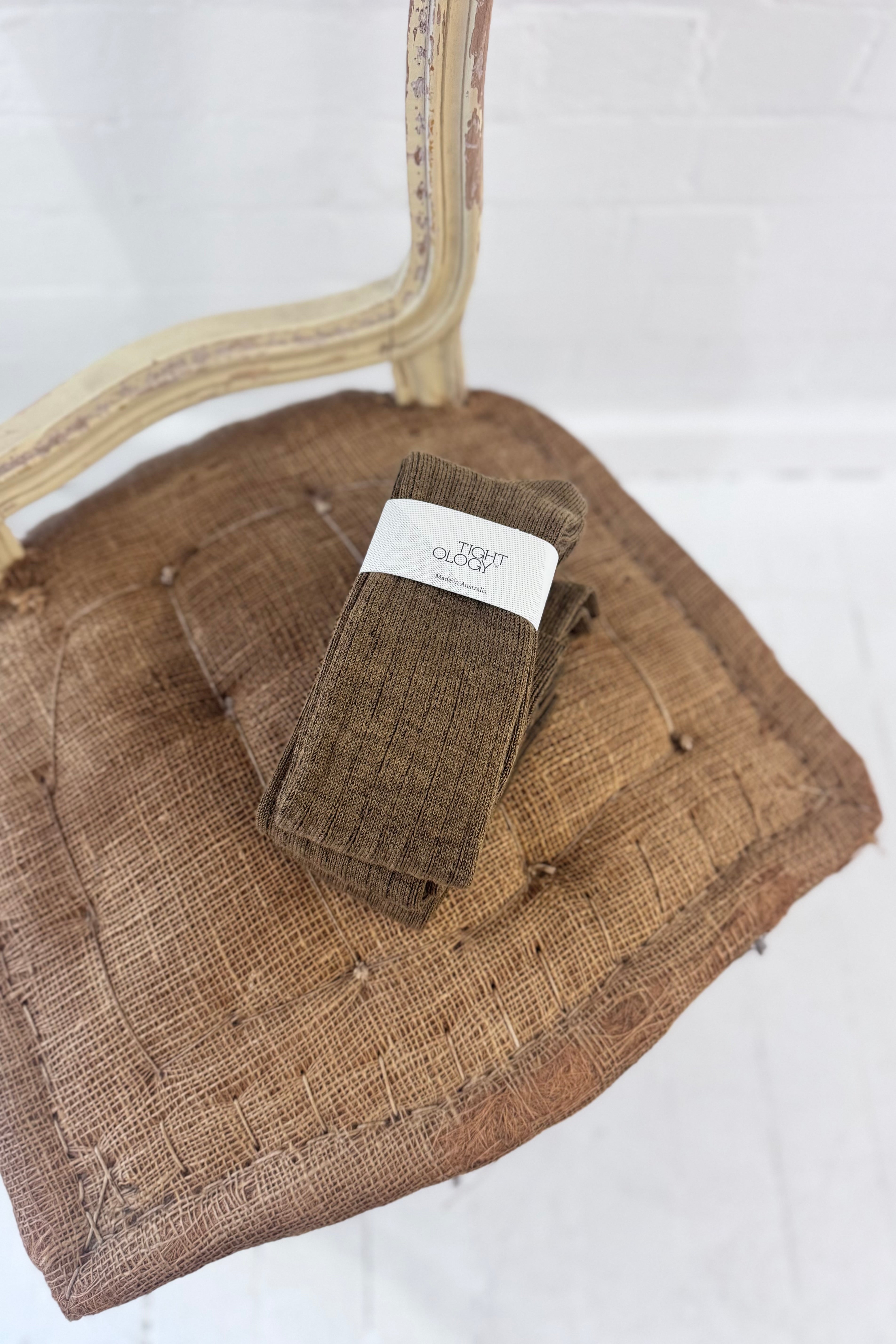 Tightology | Long Rib Merino Socks | Khaki