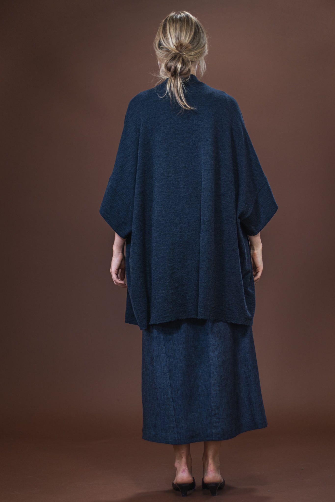 Merino Cardigan | Mid Blue Melange