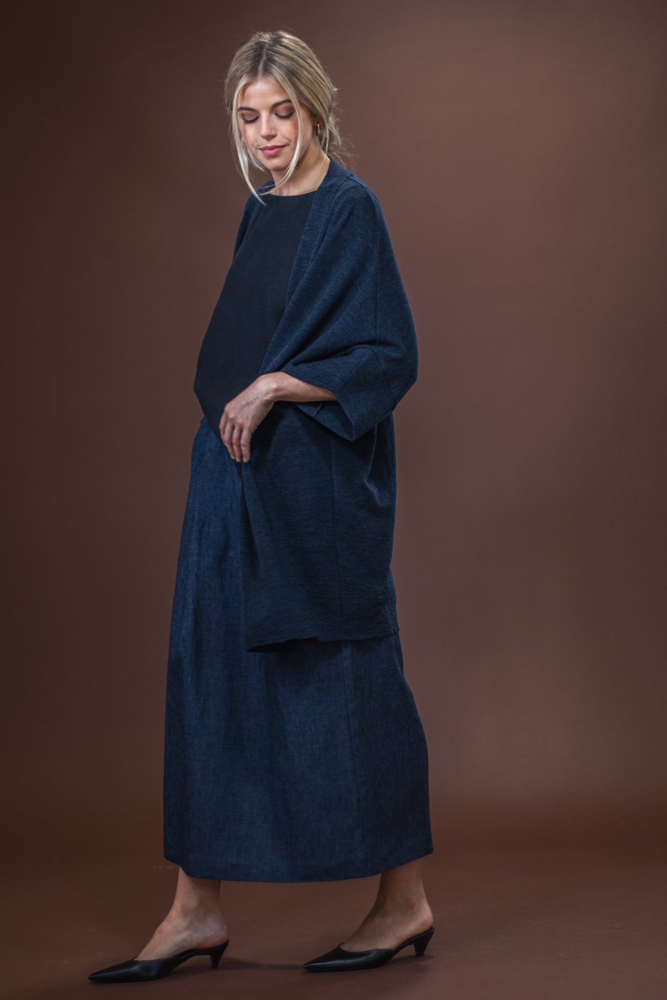 Merino Cardigan | Mid Blue Melange