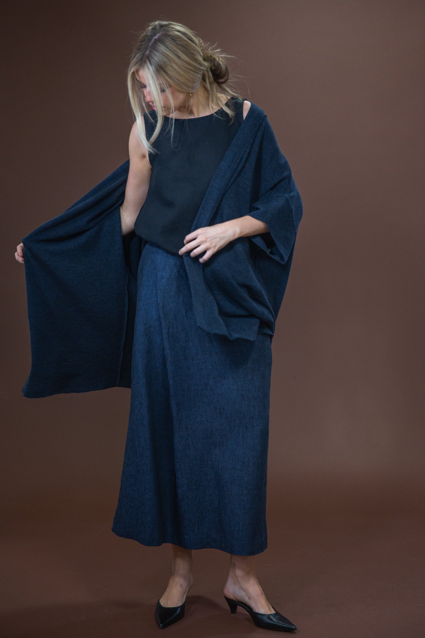 Merino Cardigan | Mid Blue Melange