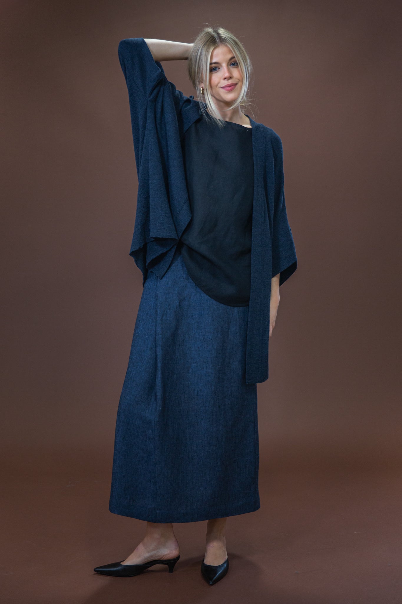 Merino Cardigan | Mid Blue Melange