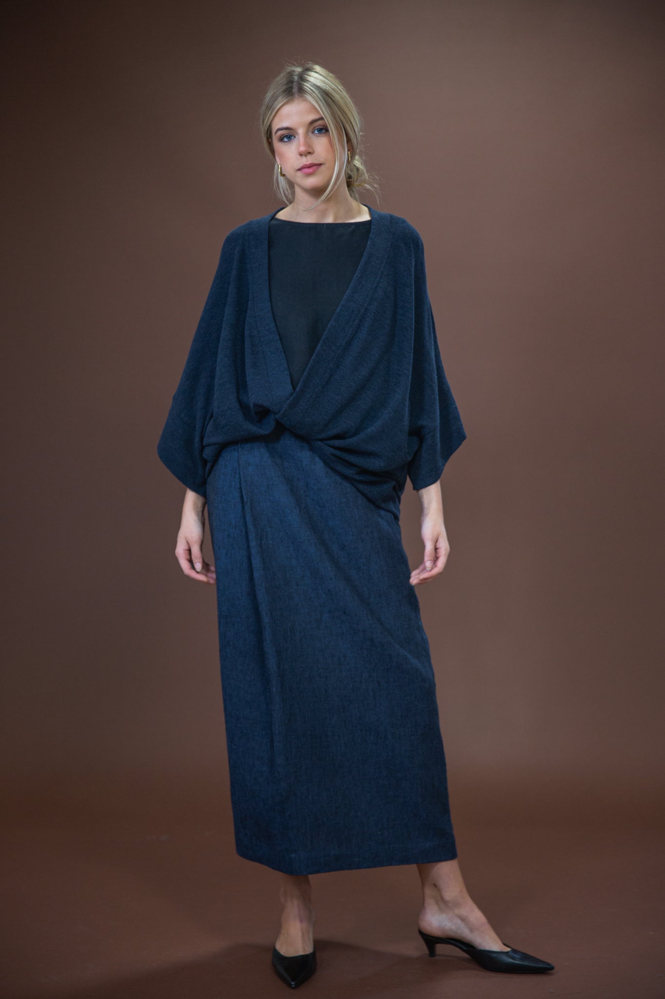 Merino Cardigan | Mid Blue Melange