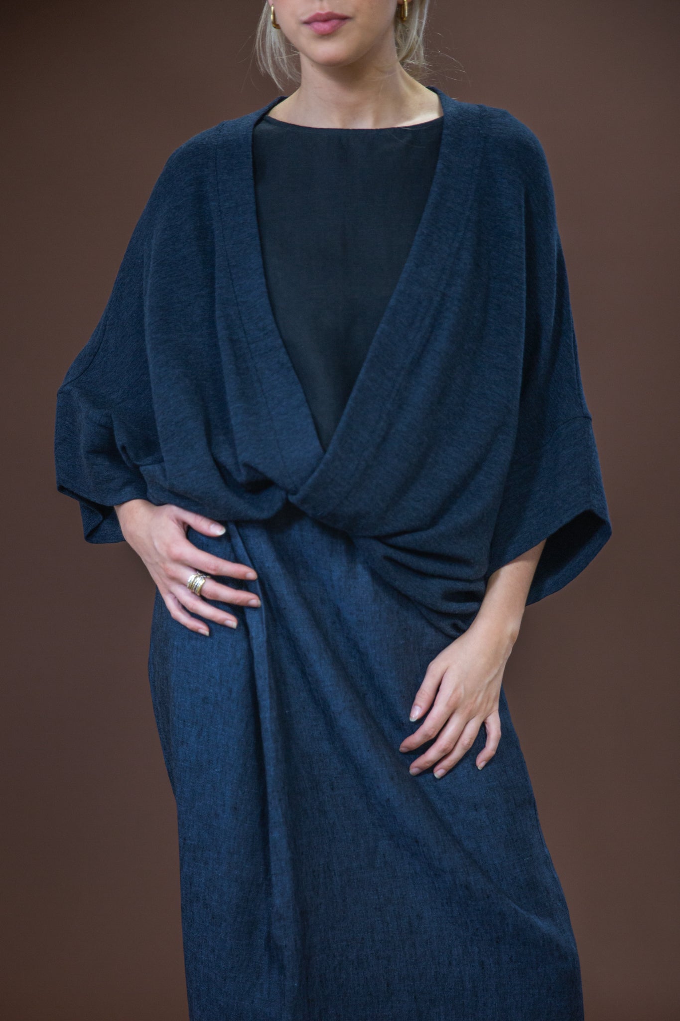 Merino Cardigan | Mid Blue Melange