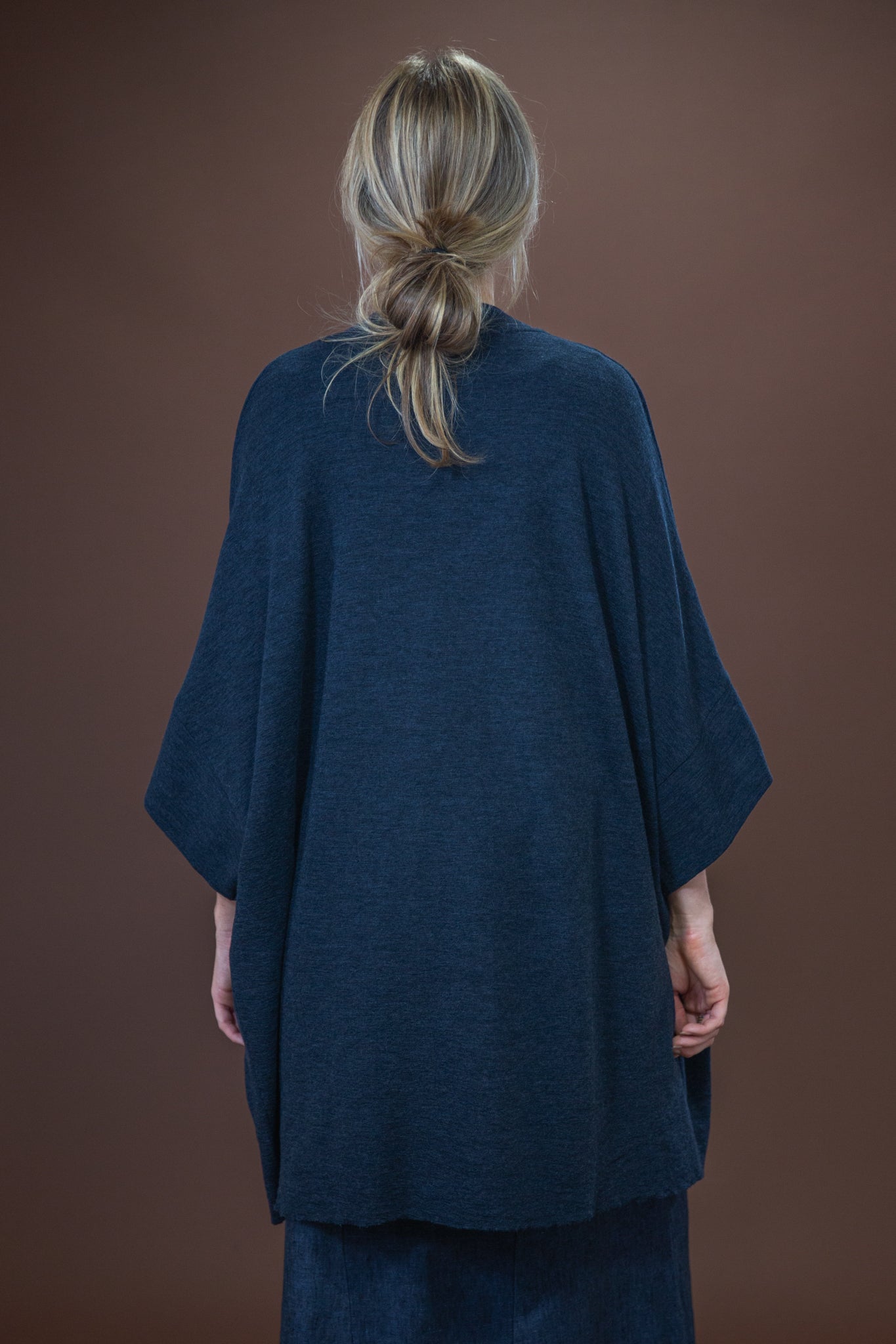 Merino Cardigan | Mid Blue Melange