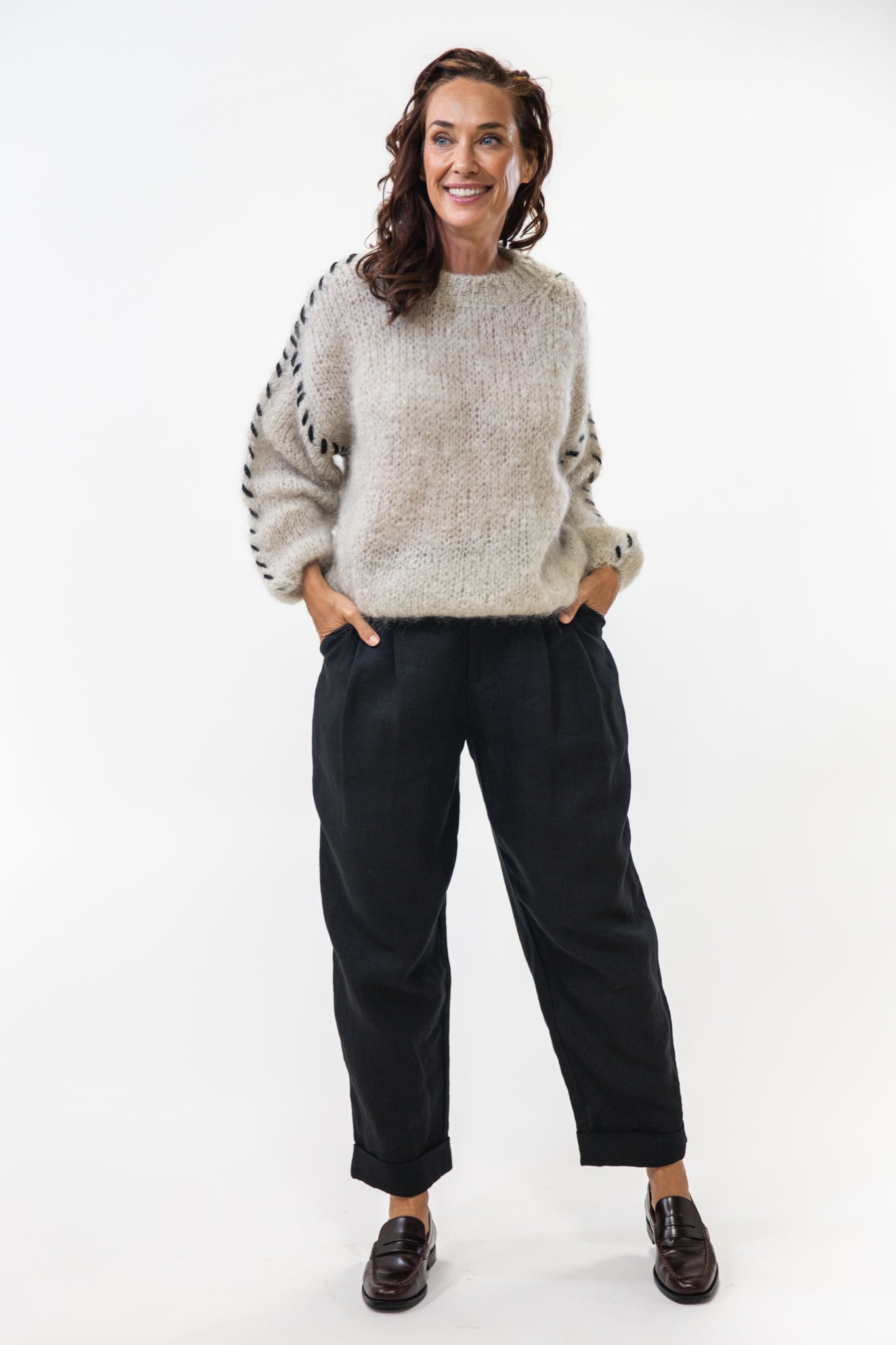 Catia Stitched Pullover | Beige