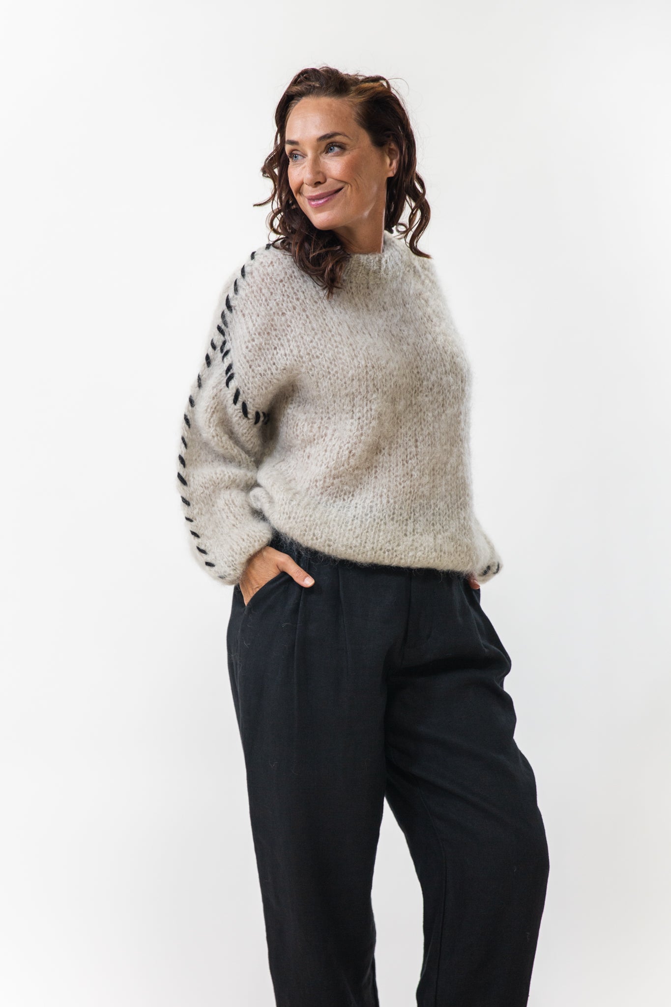 Catia Stitched Pullover | Beige