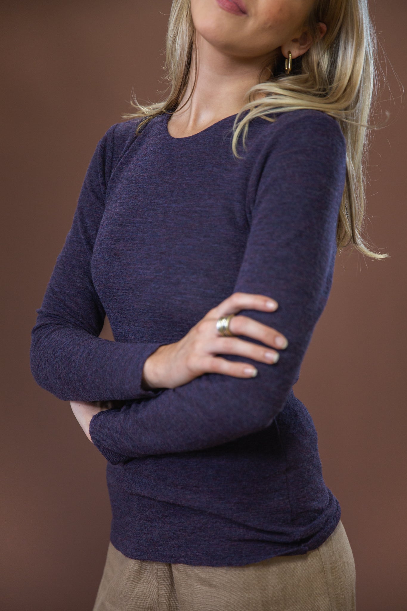 Merino Crew Neck | Plum Melange