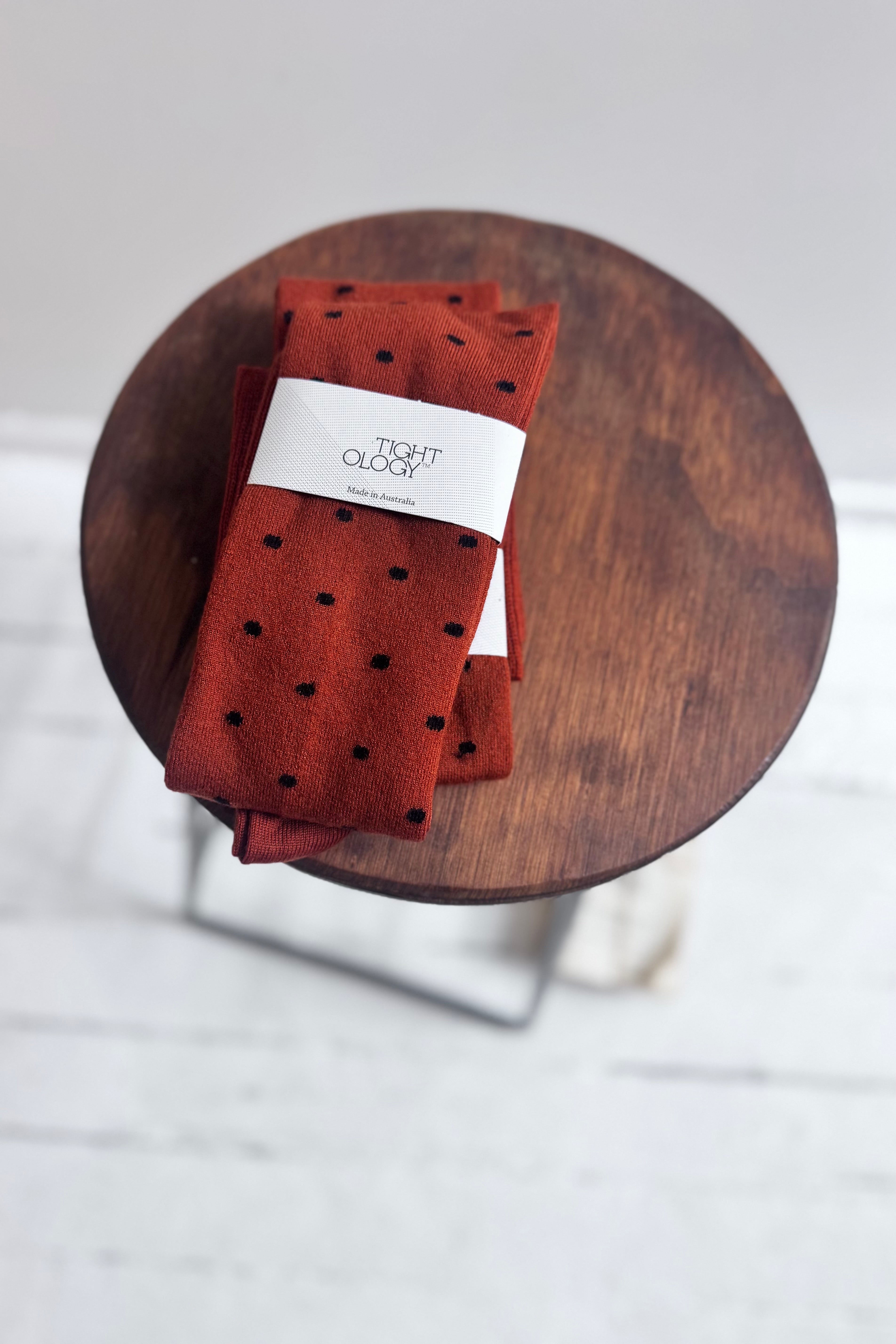 Tightology | Dotty Merino Socks | Paprika