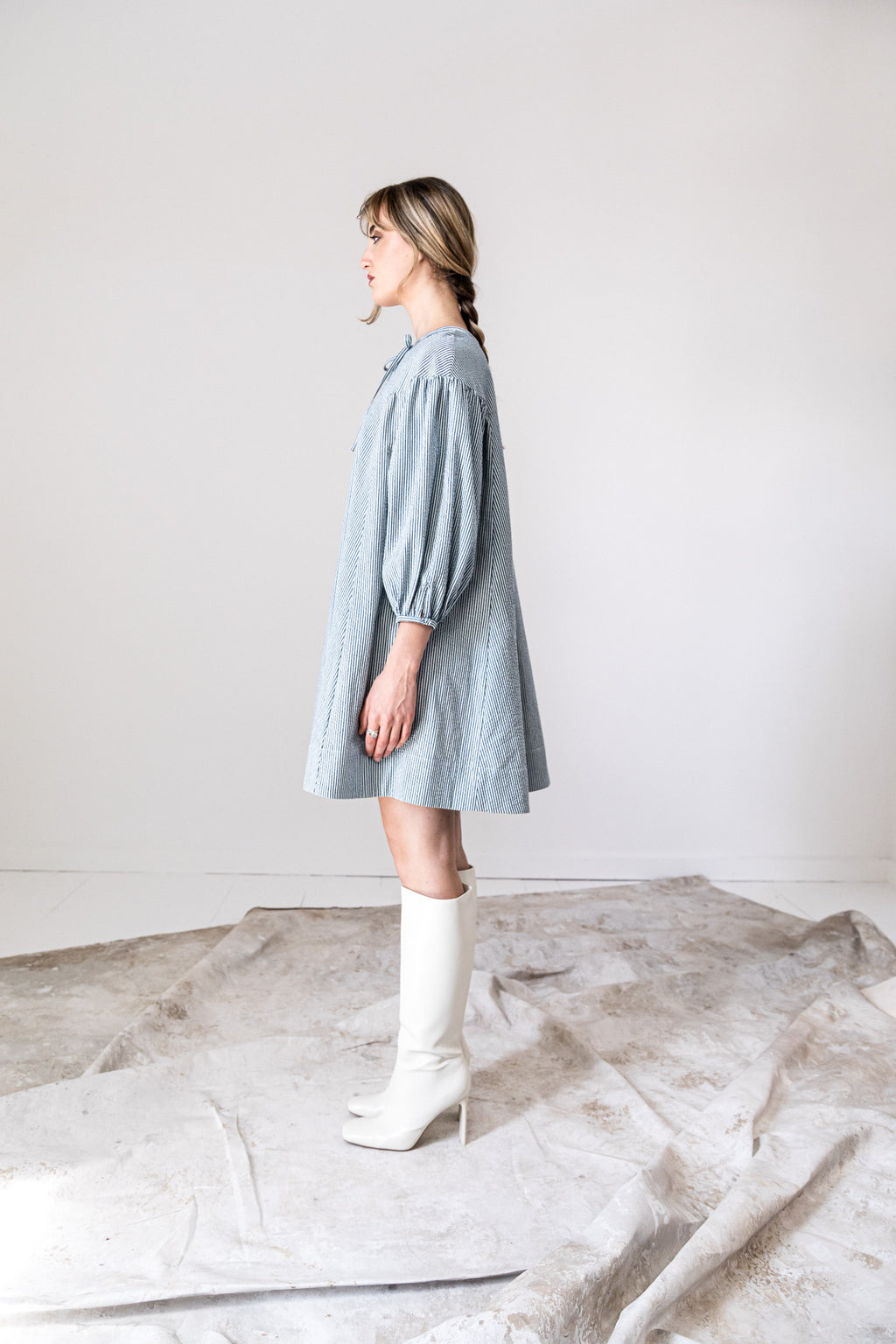 Daisy Dress | Smokey Blue Stripe