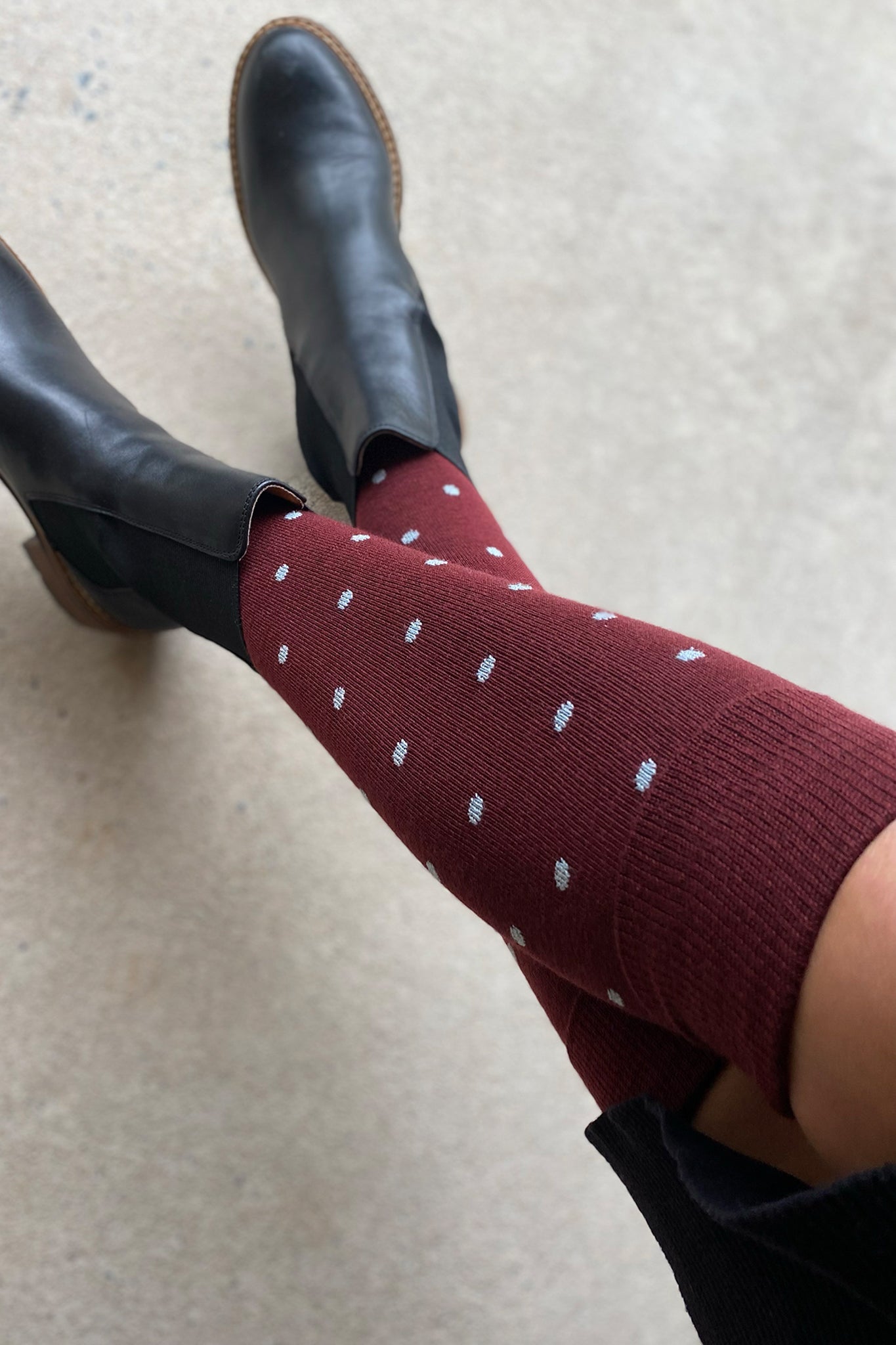 Tightology | Dotty Burgundy Merino Wool Socks