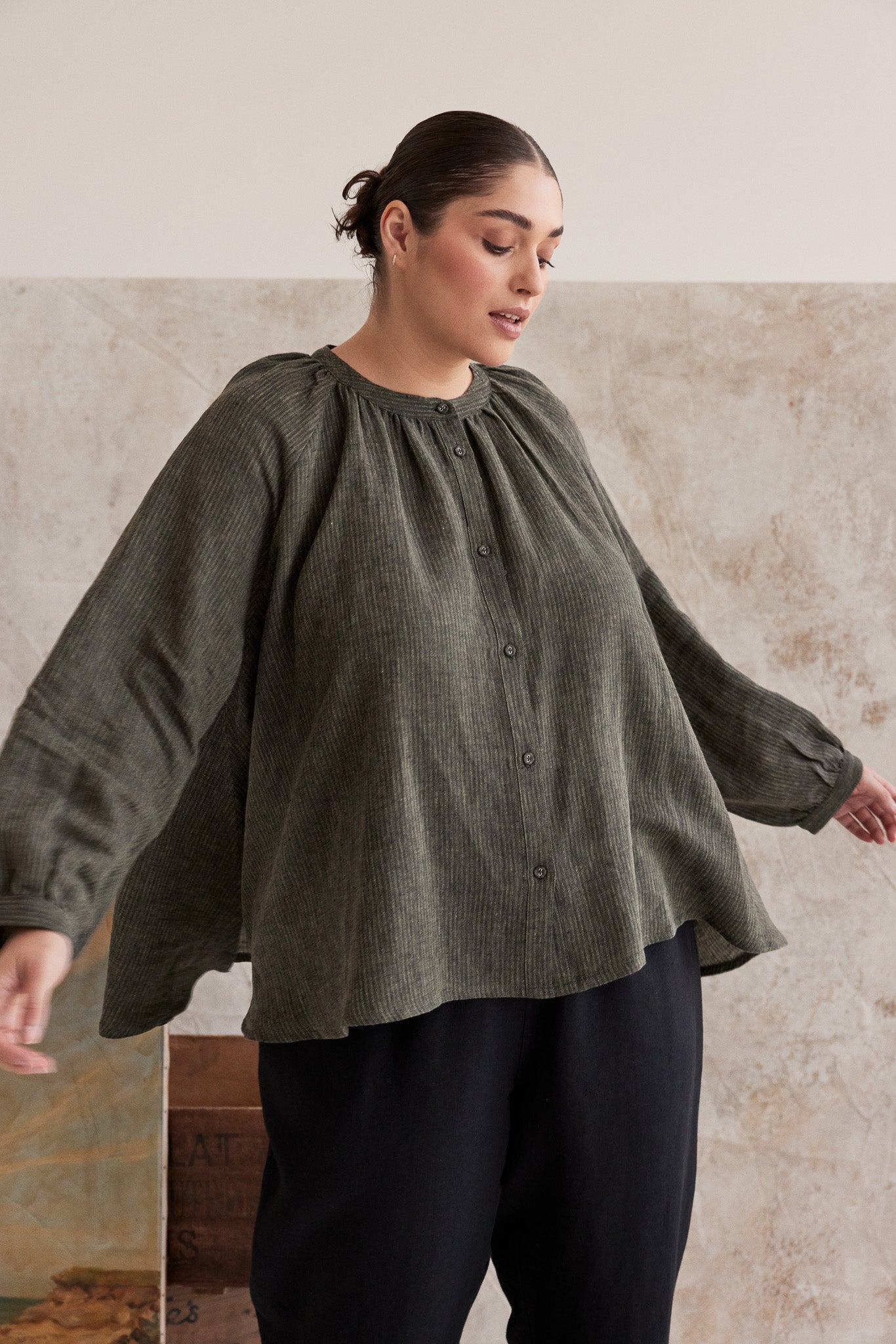 Vento Long Sleeve Shirt | Olive Stripe