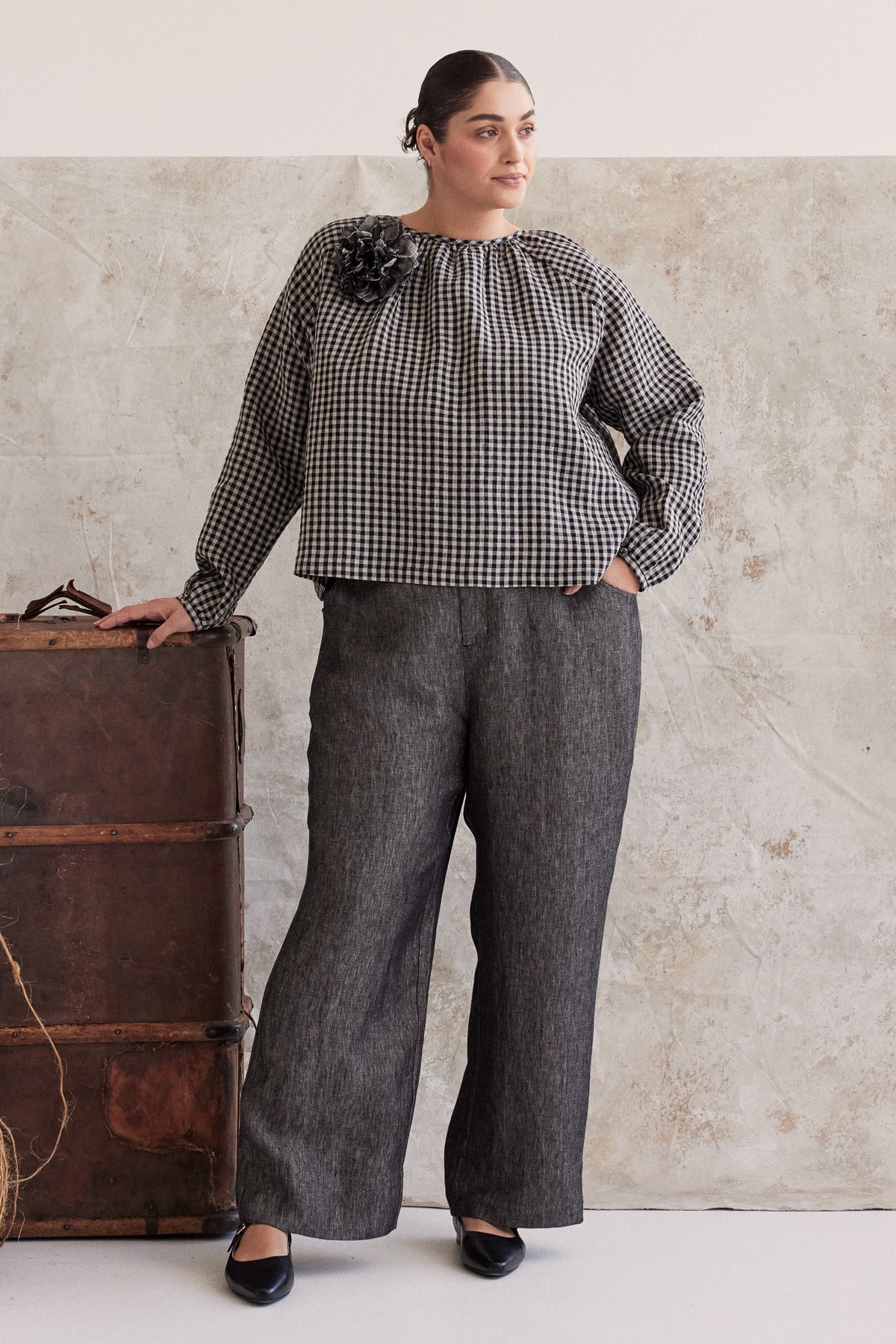 Rhodesia Button Up Blouse | Black Gingham