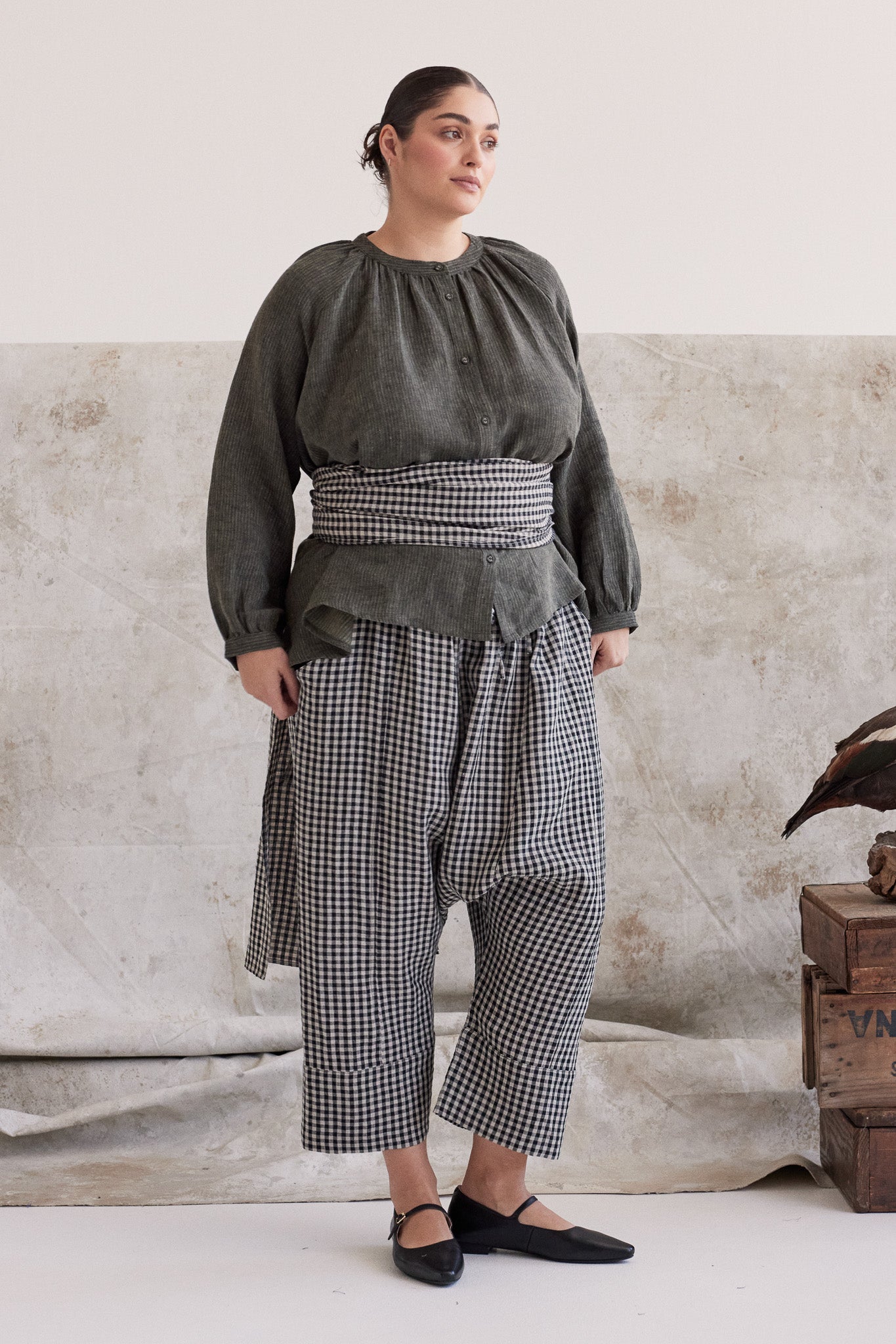 Obi Scarf | Black Gingham