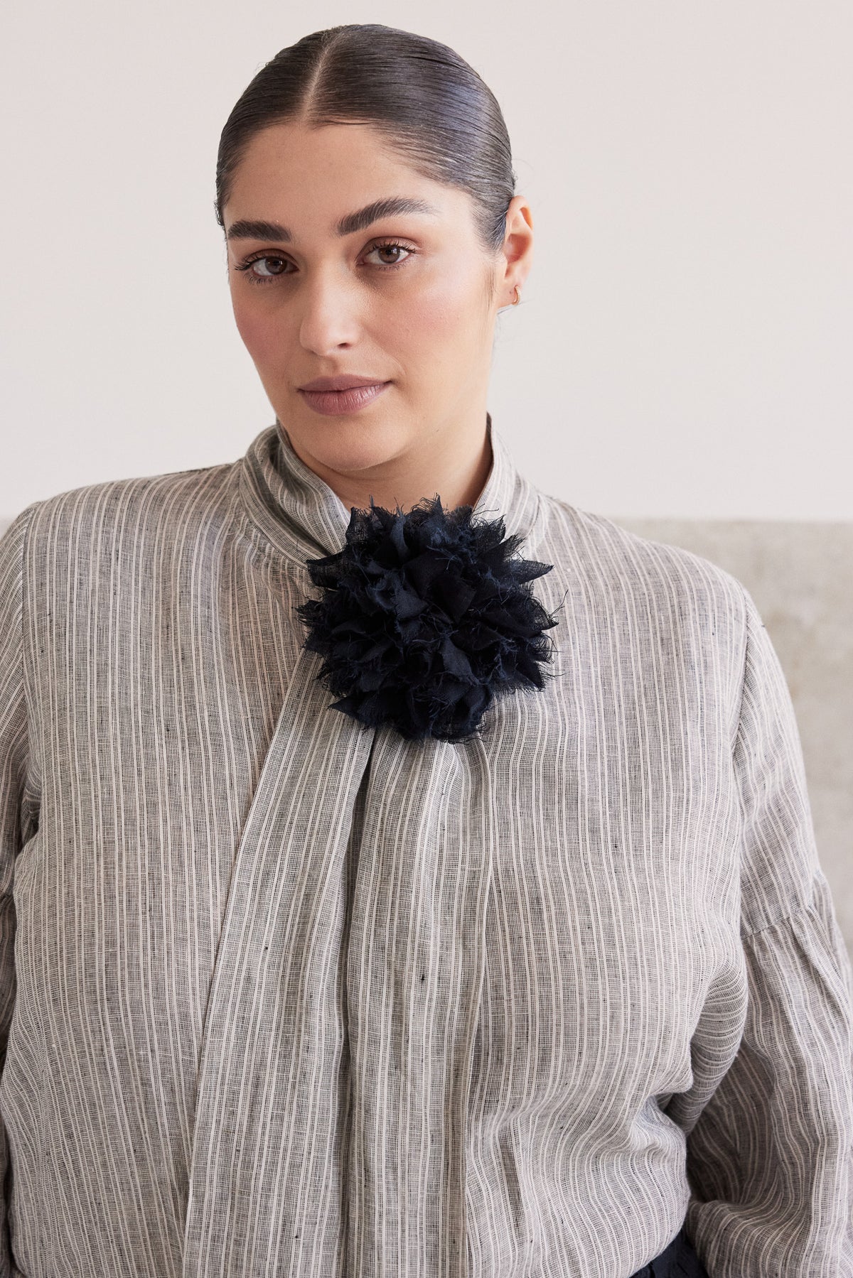 Fabric Flower Brooch | Black