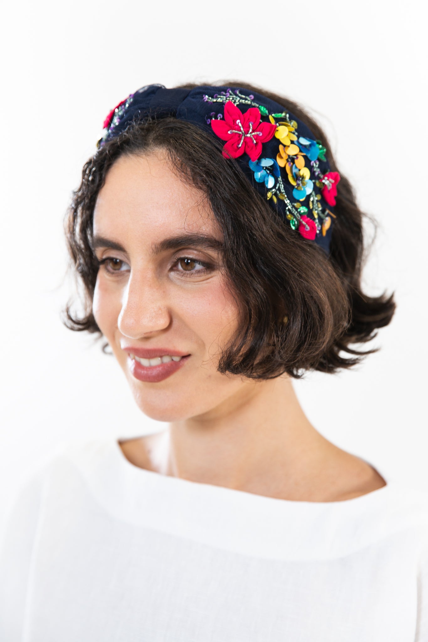 Hard Embroidered Headband | Ella