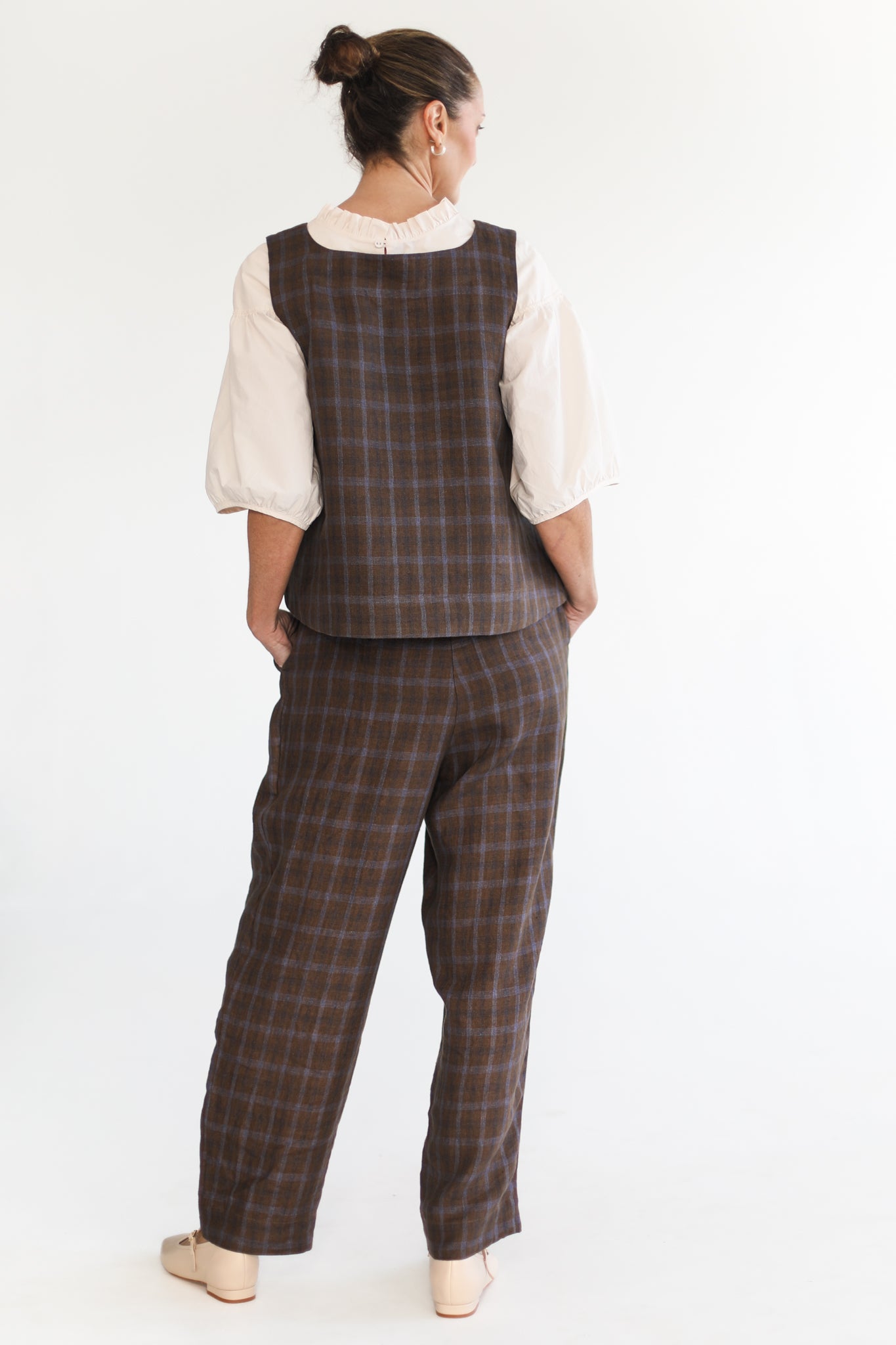 Ellis Shell Top | Cocoa Plaid